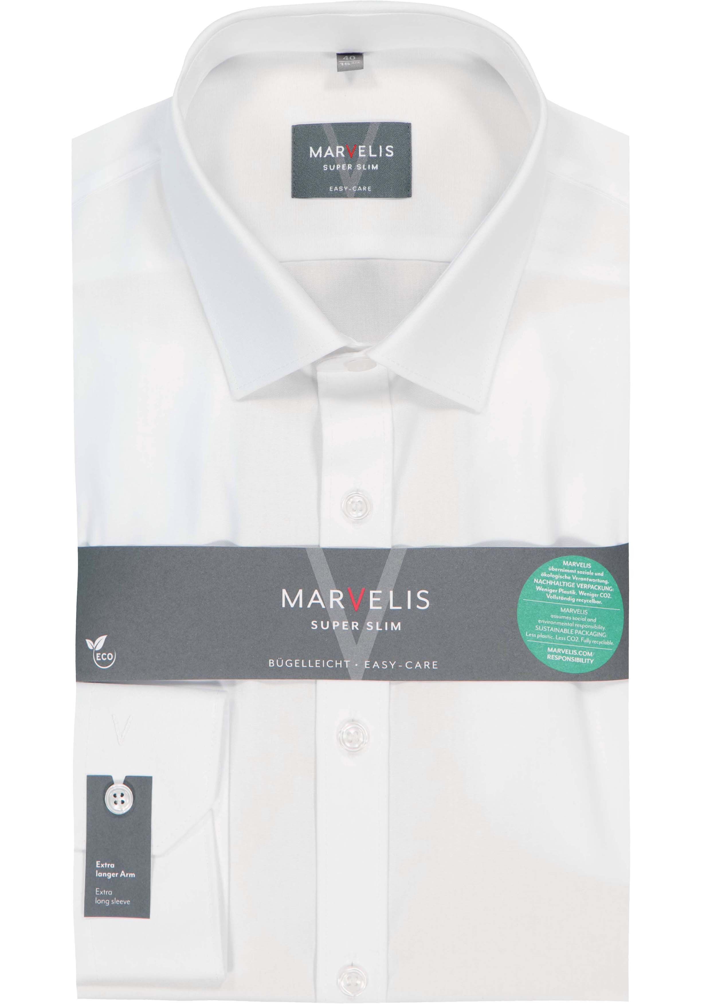 MARVELIS super slim fit overhemd, mouwlengte 7, popeline, wit
