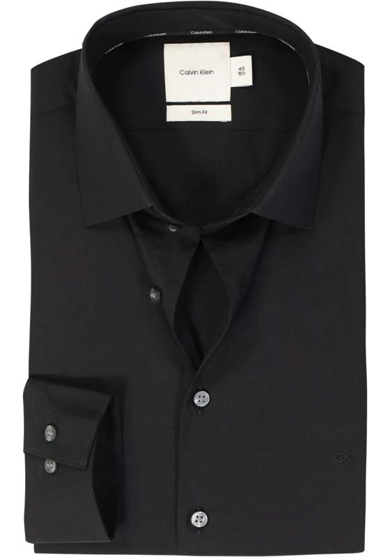 Calvin Klein slim fit overhemd, popeline, zwart Calvin Klein slim fit overhemd, popeline, zwart