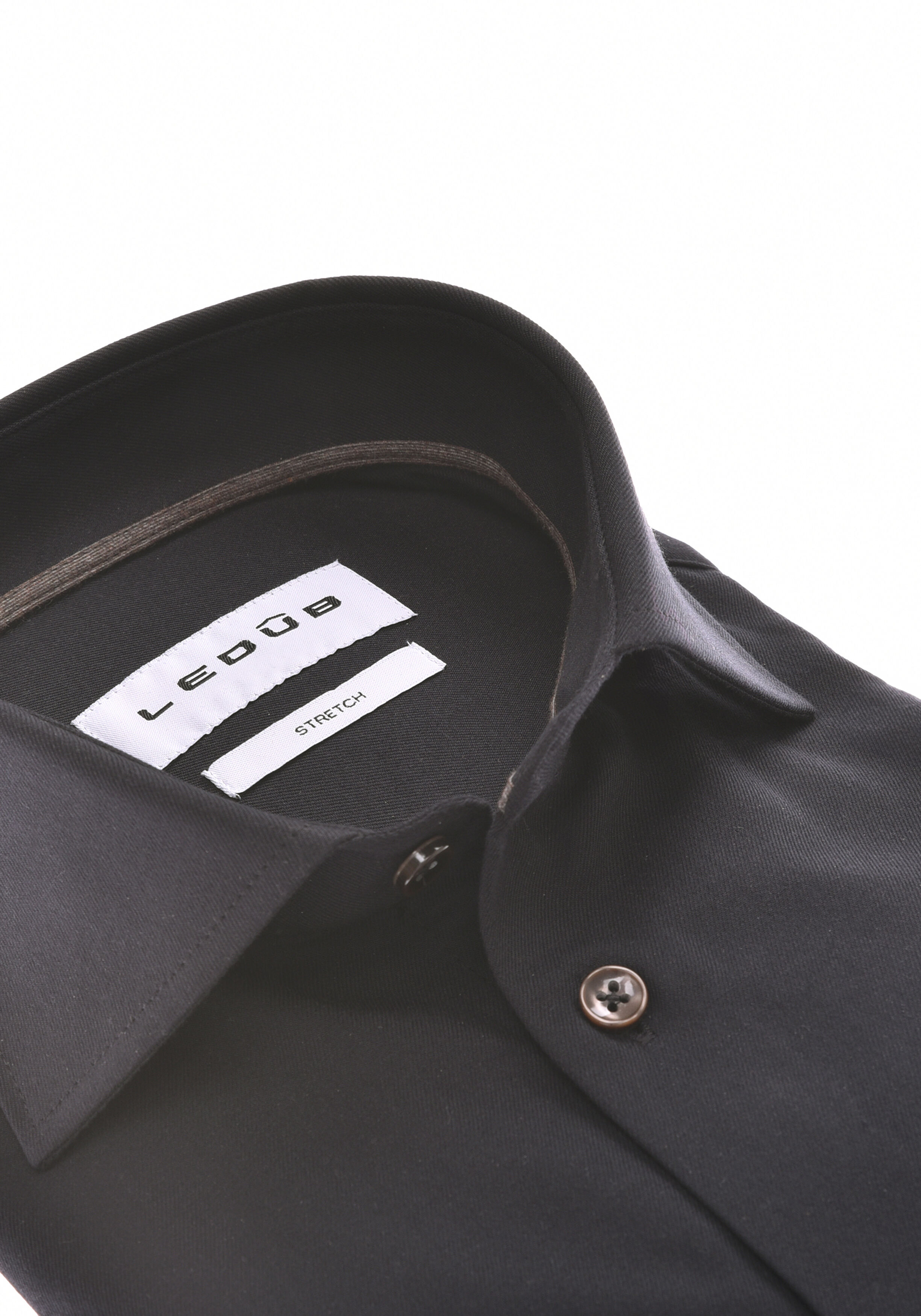 Ledub modern fit overhemd, popeline, zwart