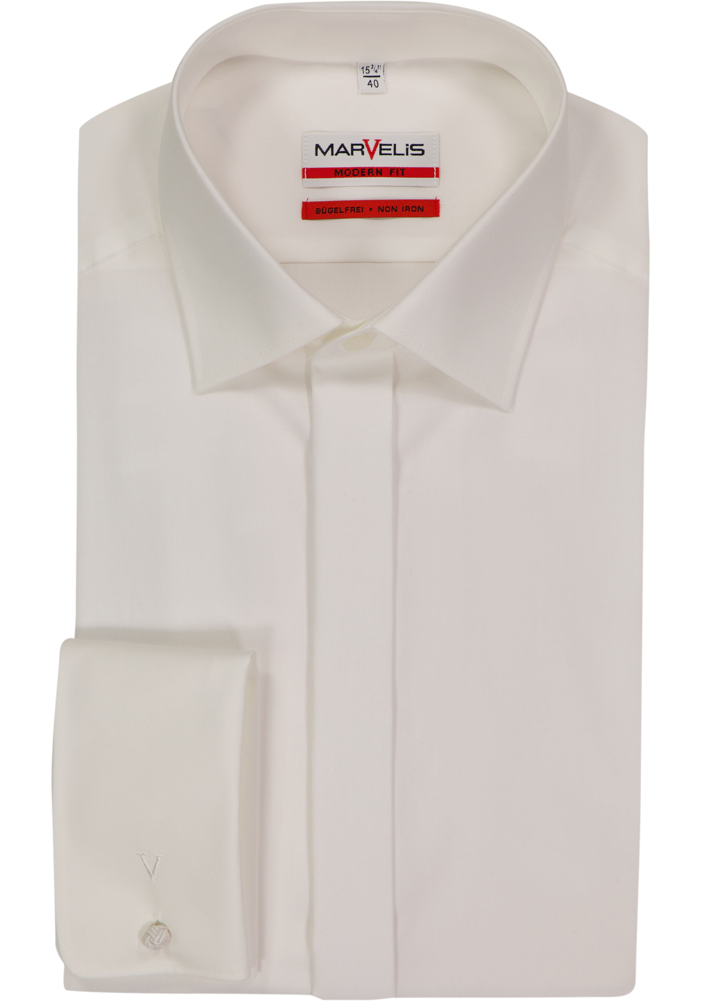 MARVELIS modern fit smoking overhemd, popeline, off-white