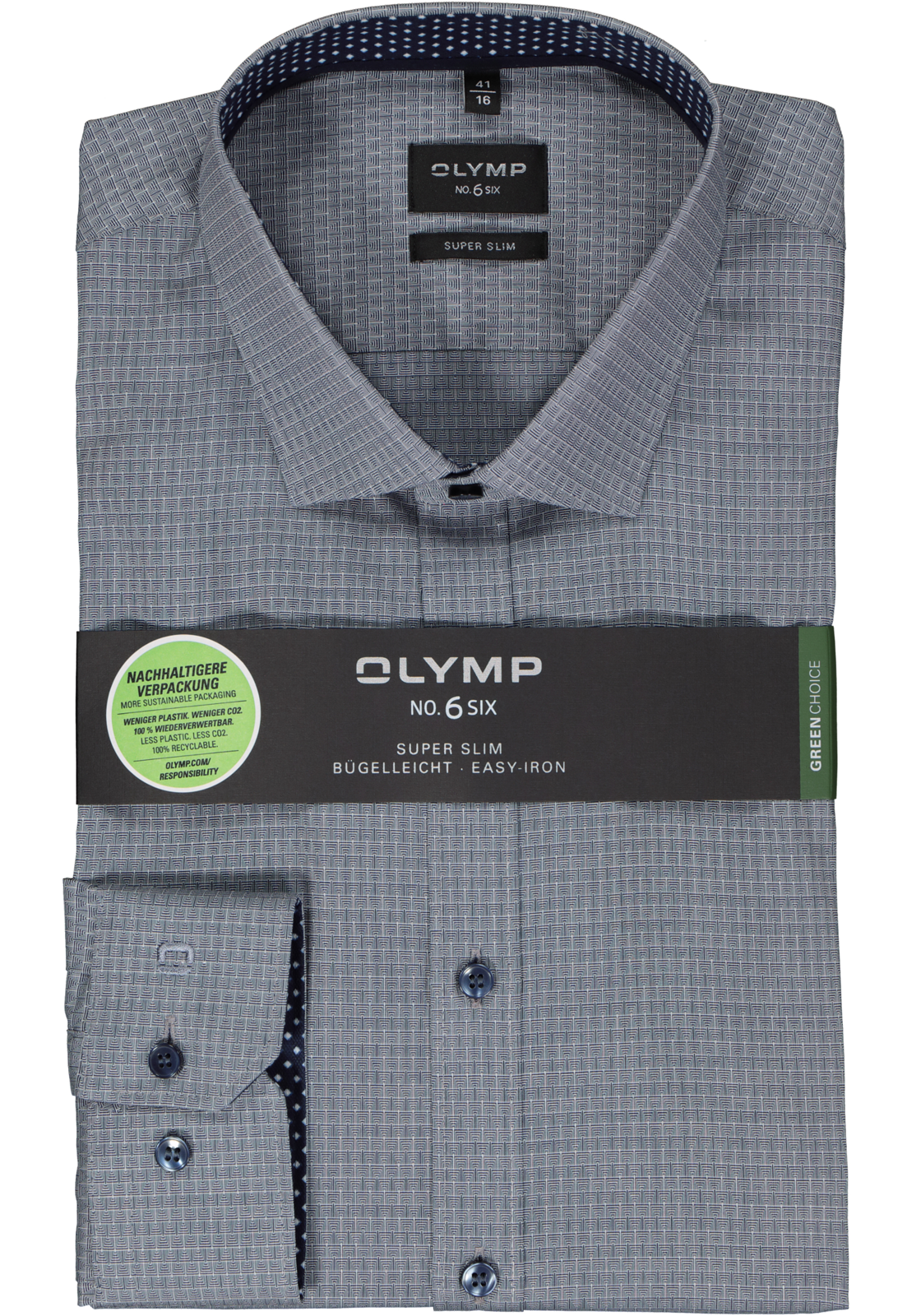 2-4066425472668_olymp-overhemd_HR OLYMP No. 6 Six super slim fit overhemd, structuur, marine blauw mini dessin (contrast)