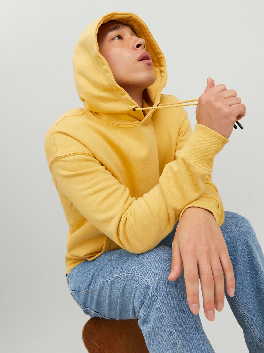 JACK & JONES Star basic sweat hood regular fit, heren hoodie katoenmengsel met capuchon, geel