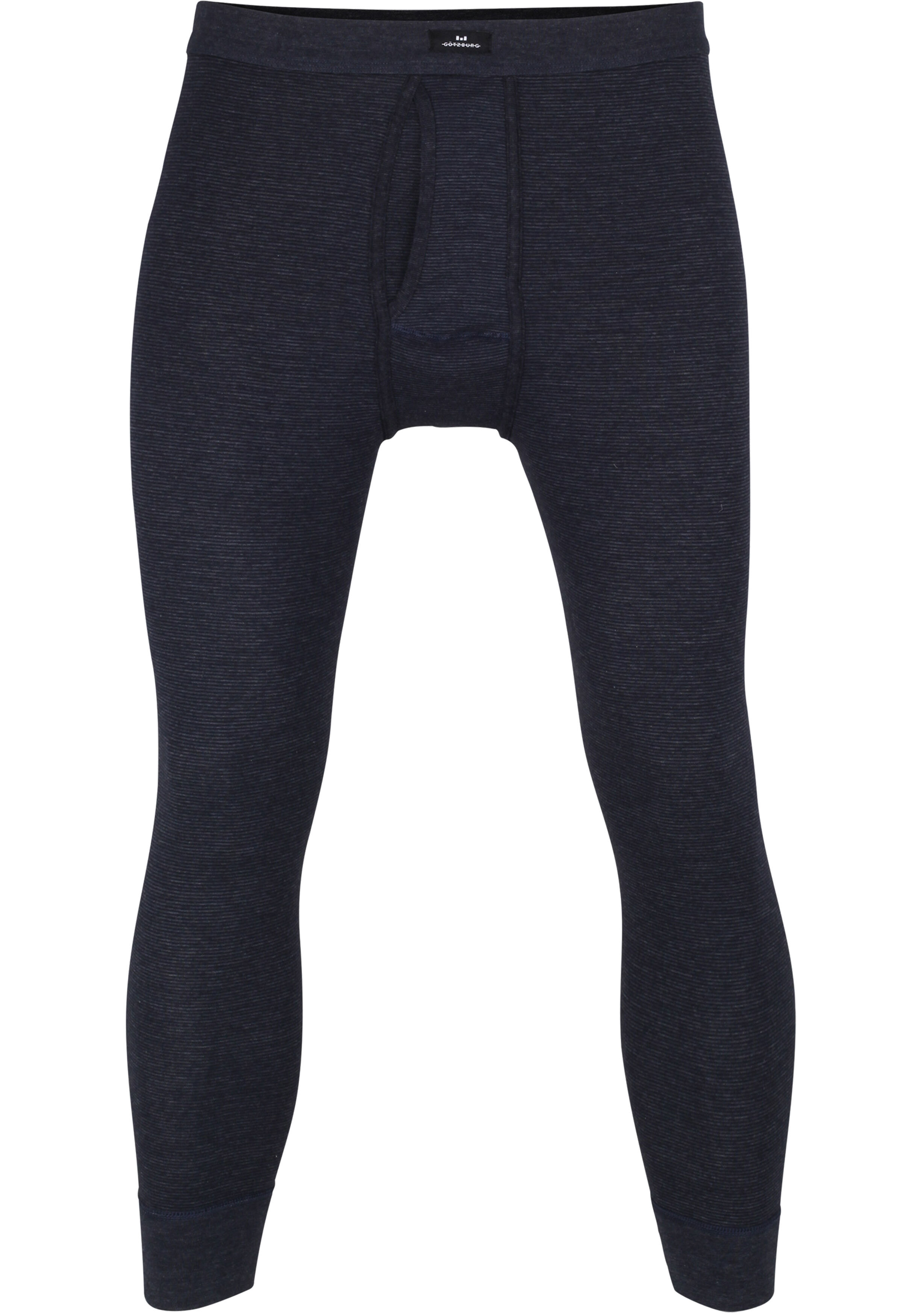 Gotzburg heren lange onderbroek met gulp (1-pack), middenblauw gestreept