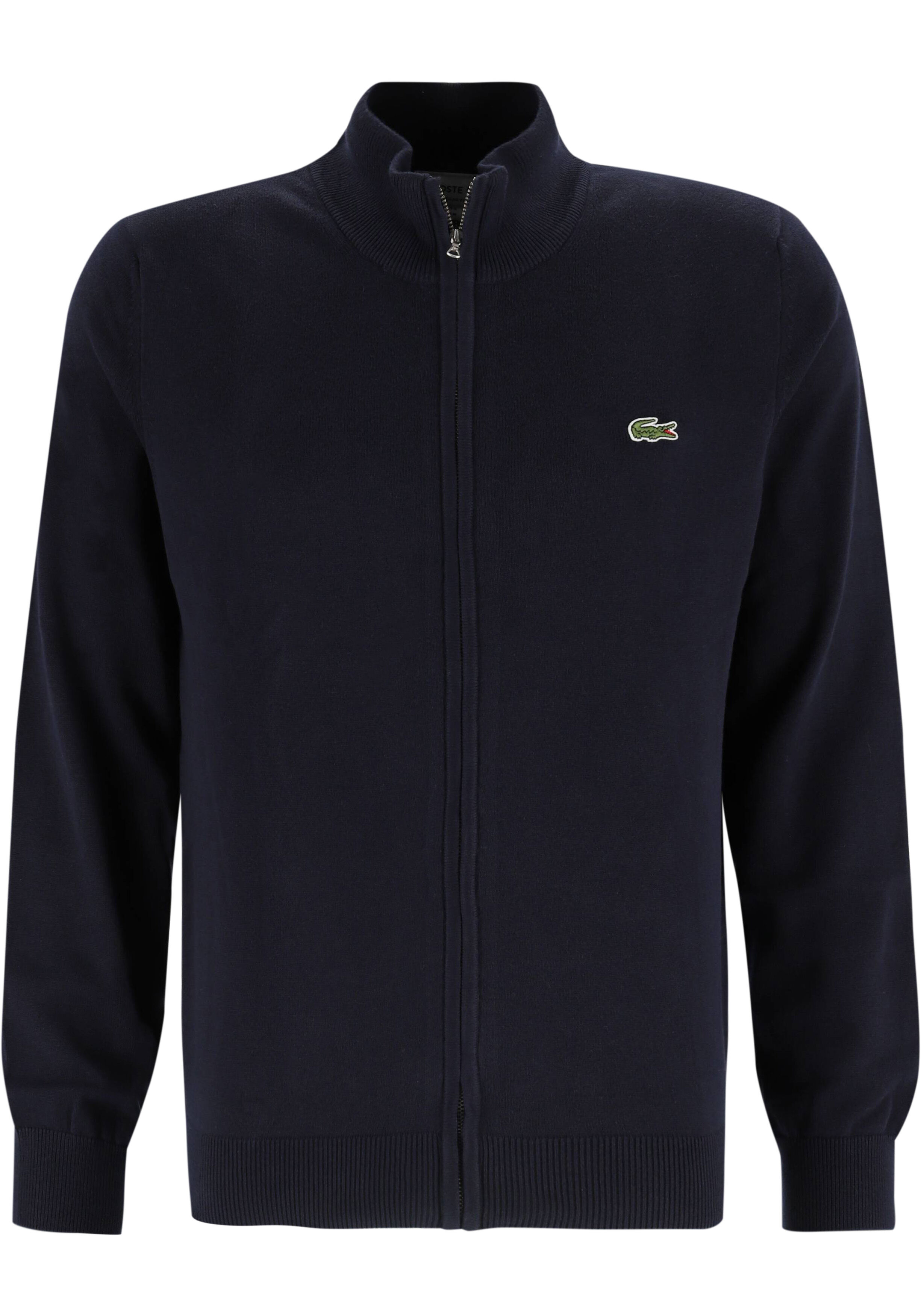 Lacoste heren vest katoen, met rits, navy blauw