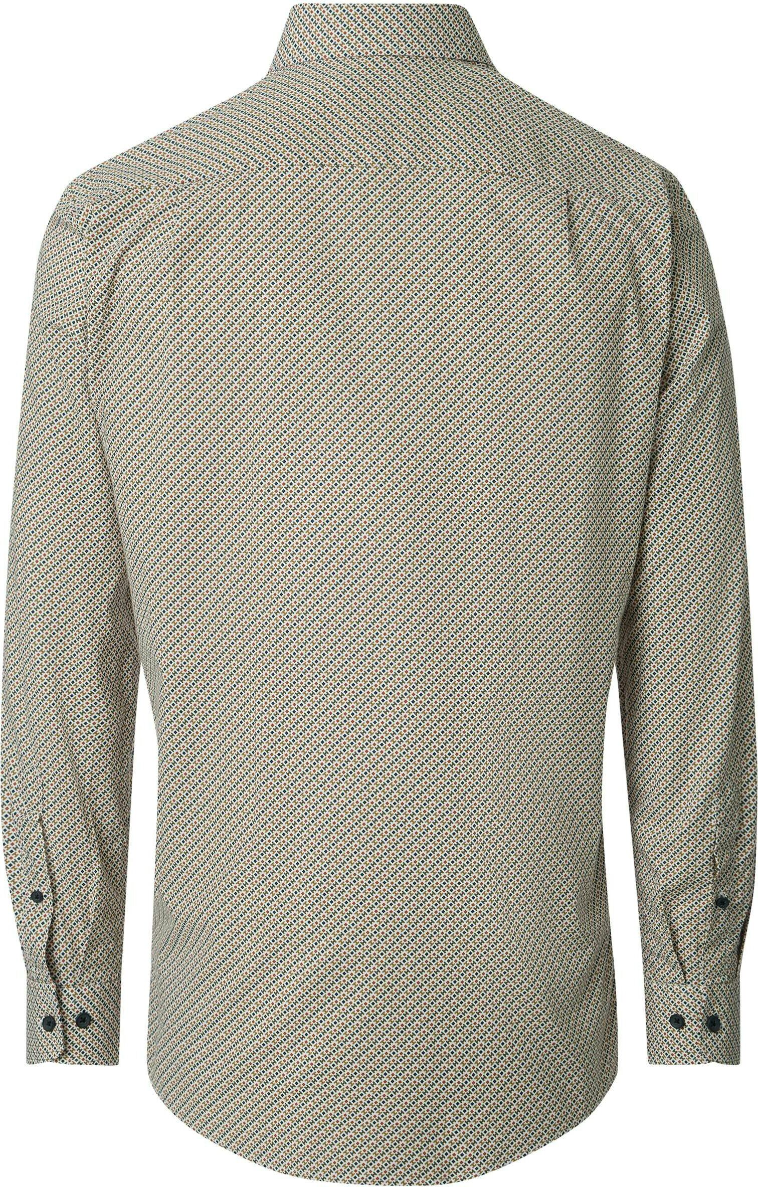 Redmond comfort fit overhemd, popeline, wit, blauw, oranje dessin