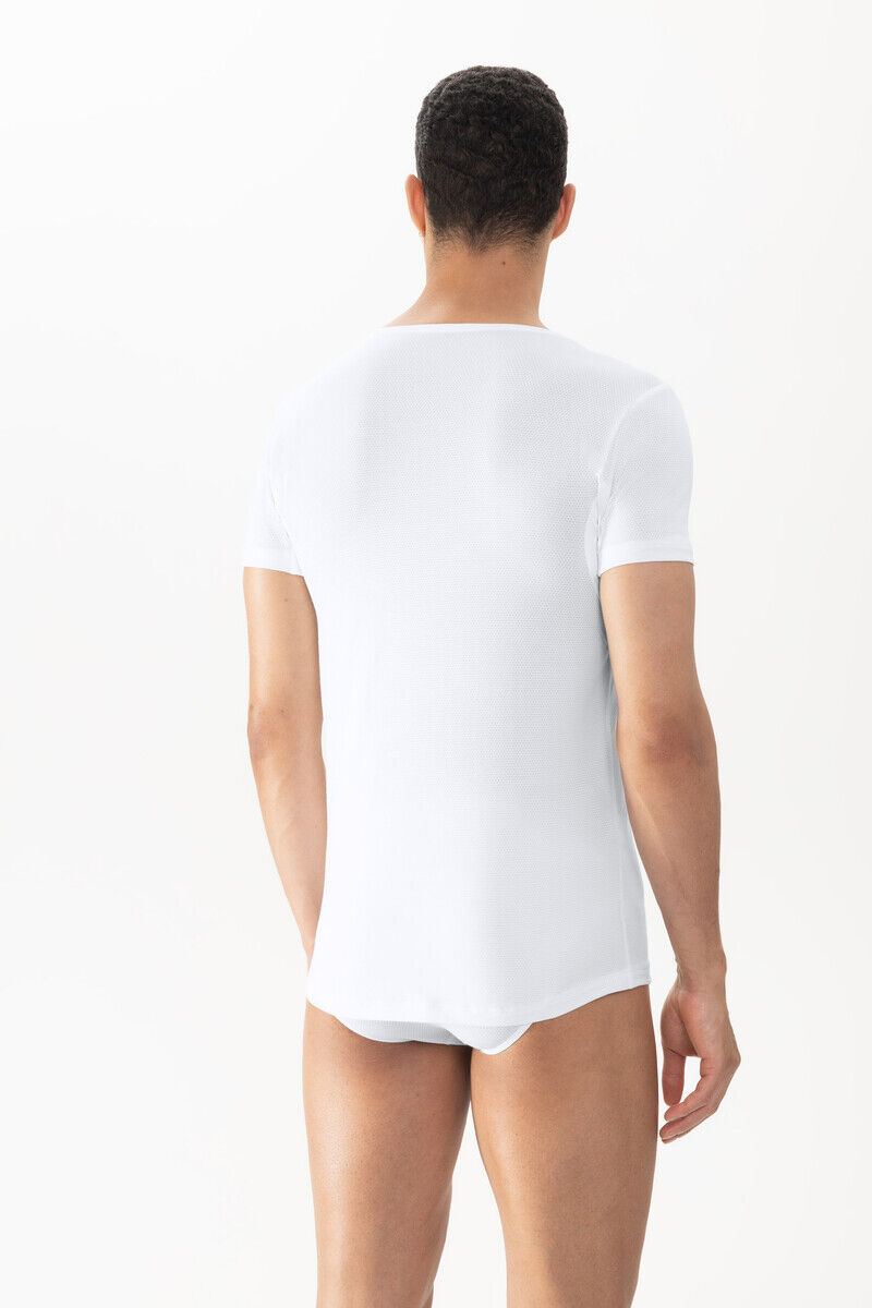 Mey heren T-shirt Mey Dry Cotton Breeze, T-shirt korte mouw met V-hals, wit