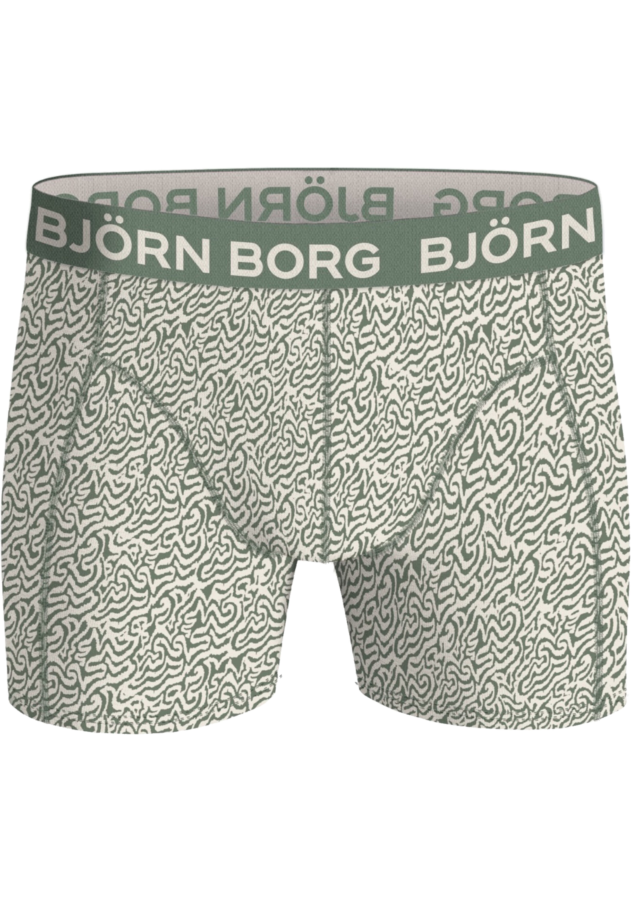 Bjorn Borg Cotton Stretch boxers, heren boxers normale lengte (1-pack), groen met wit dessin