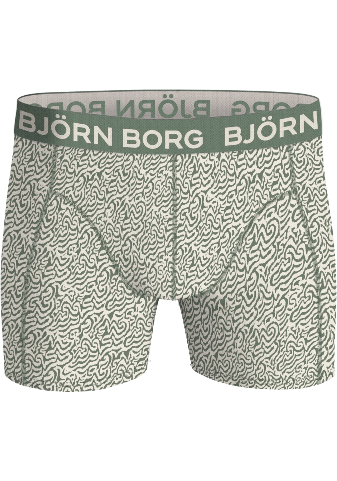 1-7321465529756-bjorn_borg_HR Bjorn Borg Cotton Stretch boxers, heren boxers normale lengte (1-pack), groen met wit dessin