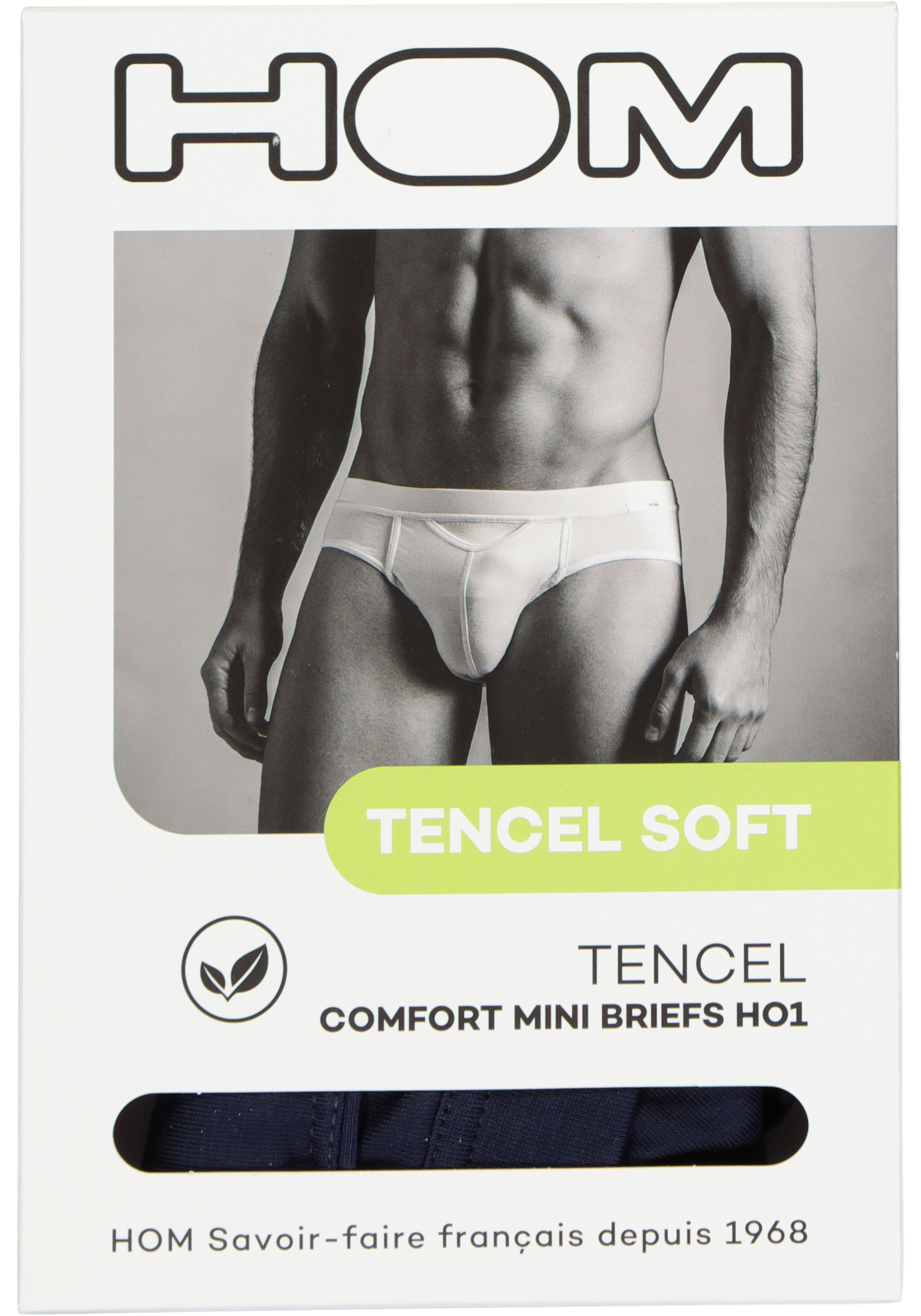 HOM Tencel soft comfort mini briefs HO1 (1-pack), heren slip met horizointale gulp, donkerblauw