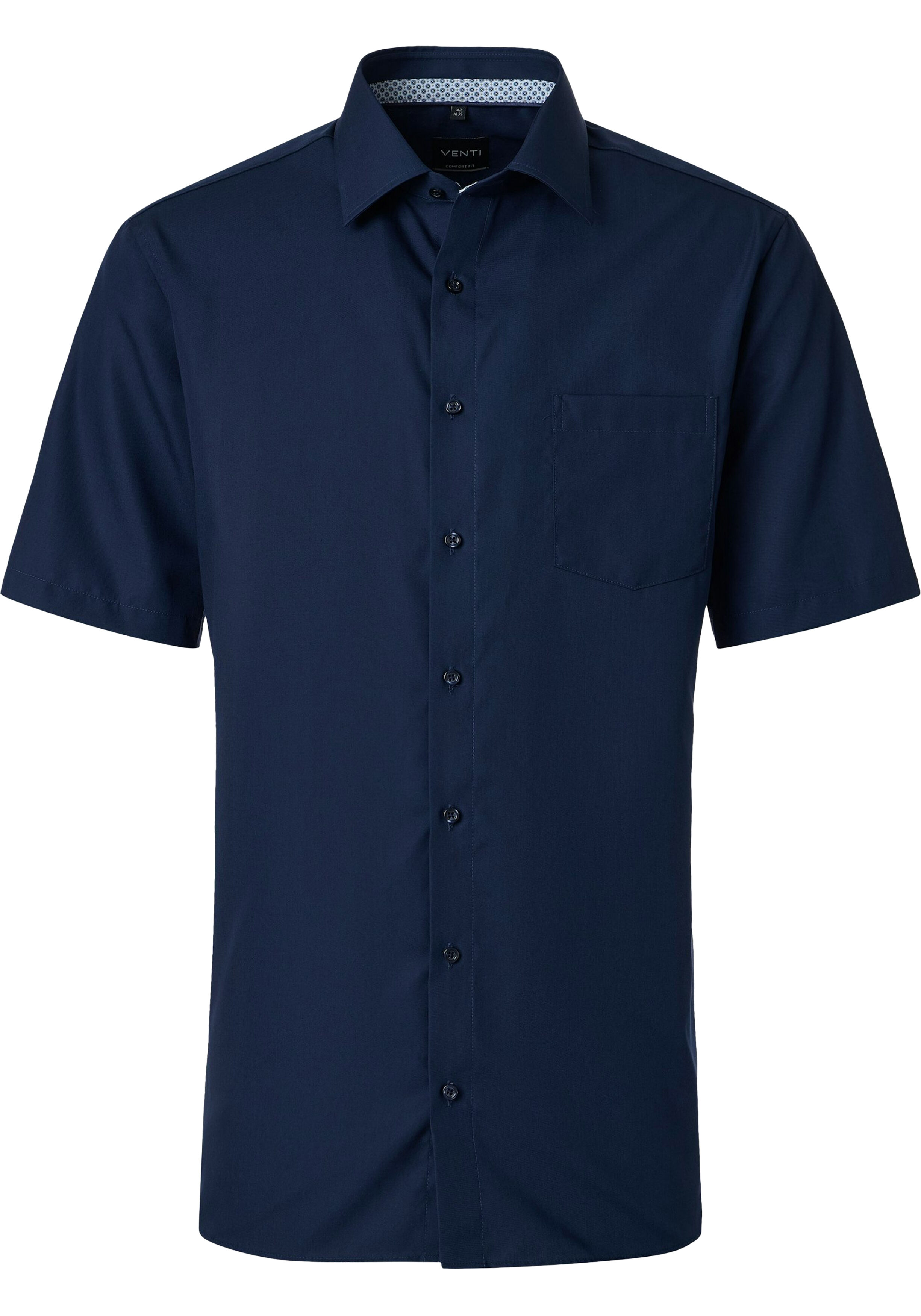 VENTI CASA MODA comfort fit overhemd, korte mouw, structuur, donkerblauw