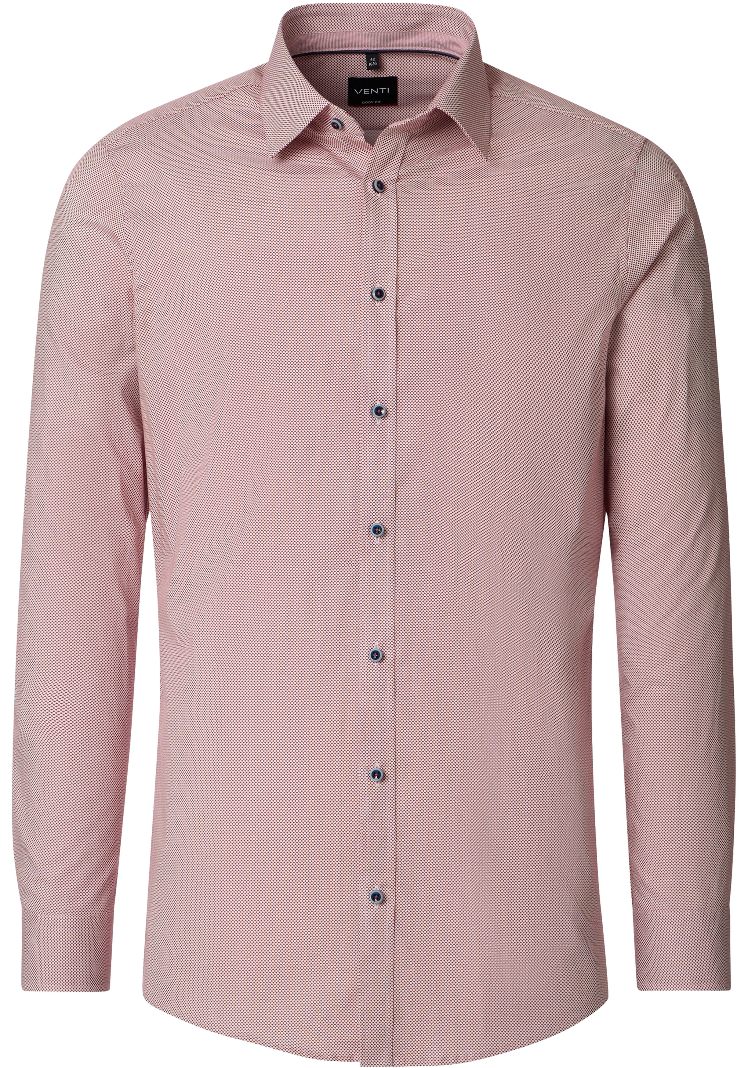 VENTI body fit overhemd, popeline, rood met wit mini dessin