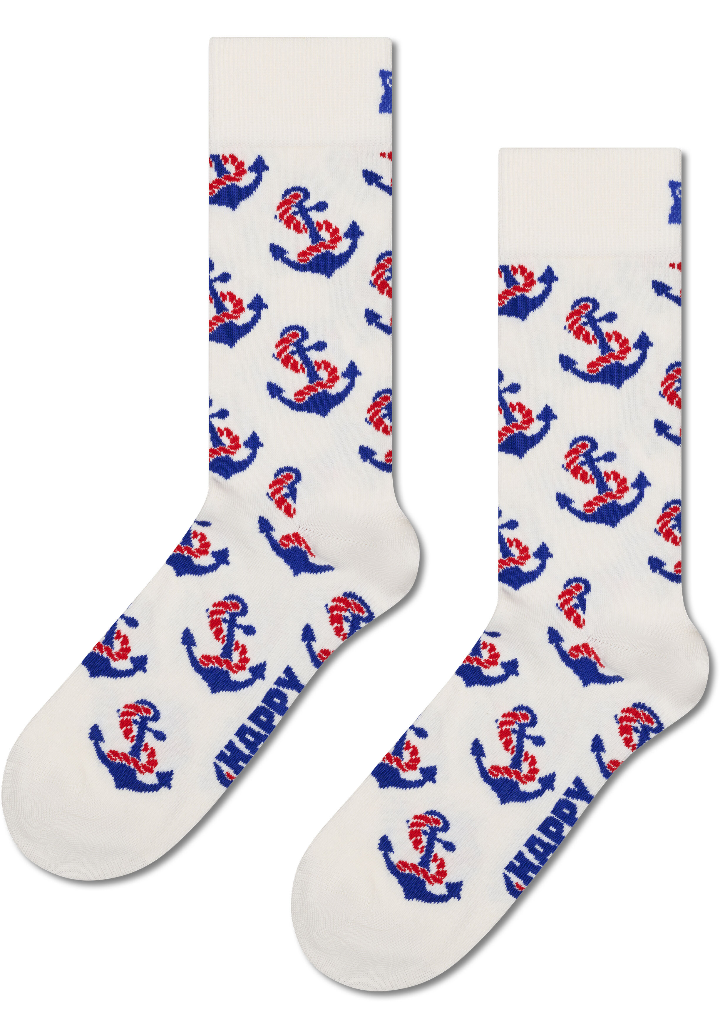 Happy Socks Anchor Sock, unisex sokken, wit