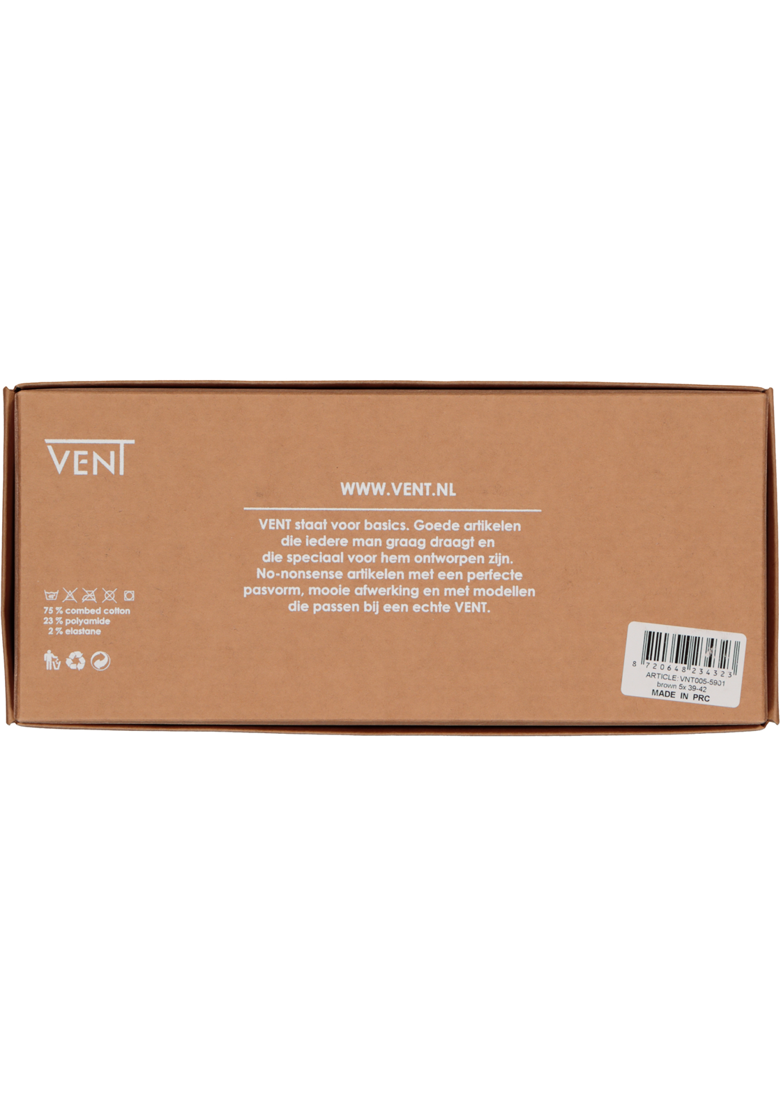 vent_sokken_donkerbruin_detail_1 VENT herensokken katoen (5-pack), donkerbruin