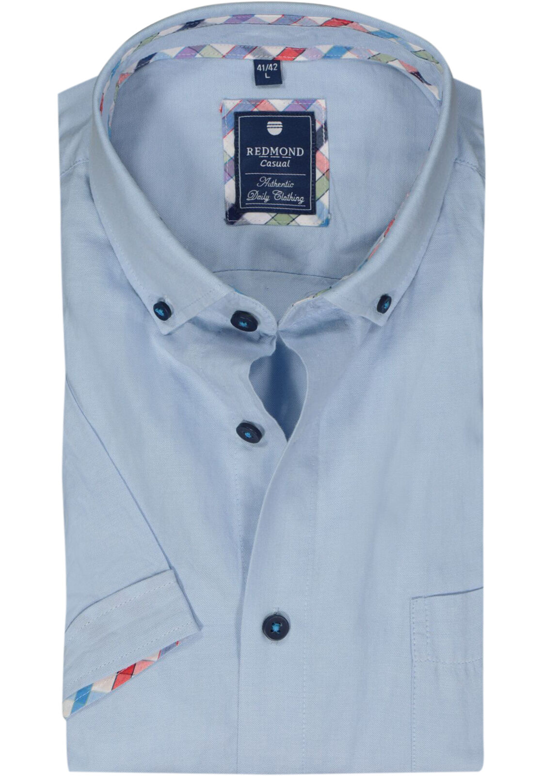 Redmond regular fit overhemd, korte mouw, Oxford, blauw