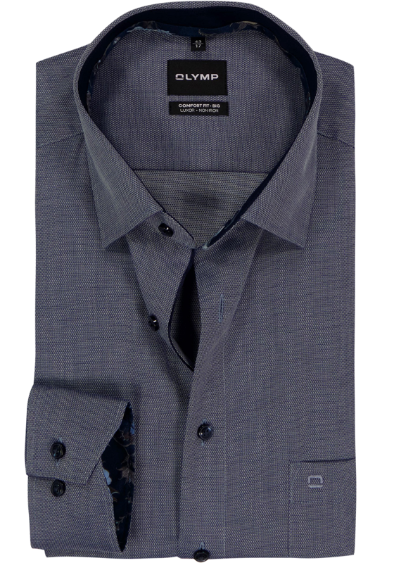 OLYMP Luxor comfort fit Big overhemd, structuur, marine blauw OLYMP Luxor comfort fit Big overhemd, structuur, marine blauw