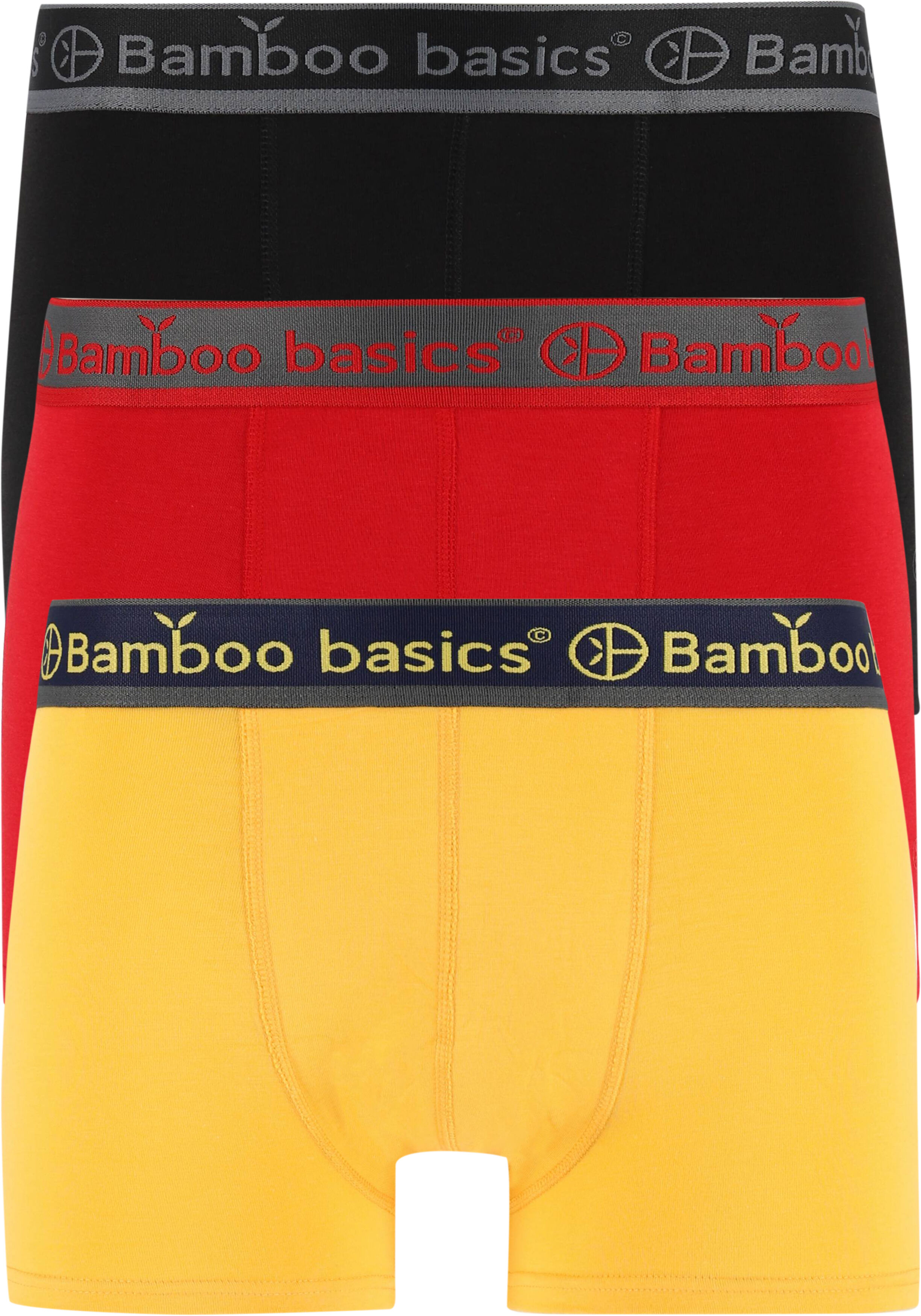 Bamboo Basics Liam trunk boxershorts (3-pack), heren korte boxershort, rood, zwart, oker