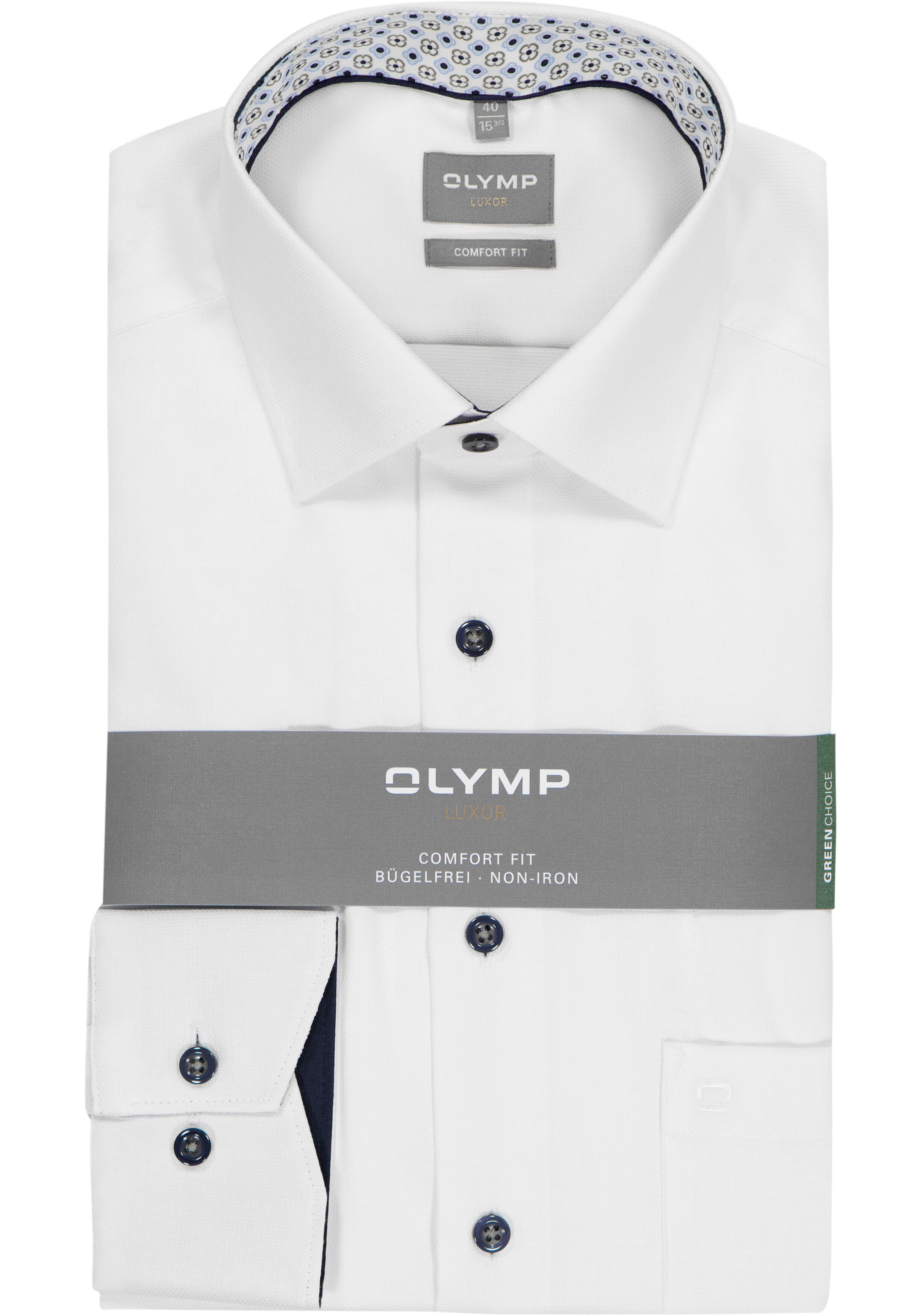OLYMP Luxor comfort fit overhemd, structuur, wit