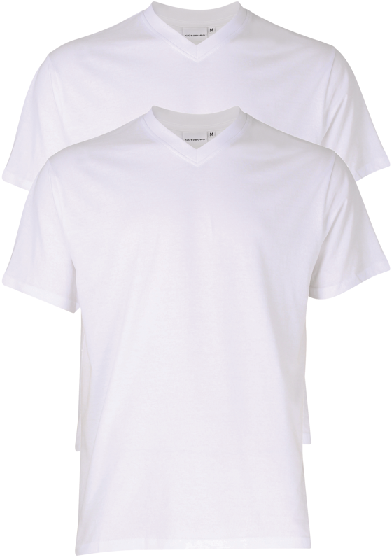 Gotzburg heren T-shirts regular fit V-hals (2-pack), wit Gotzburg heren T-shirts regular fit V-hals (2-pack), wit