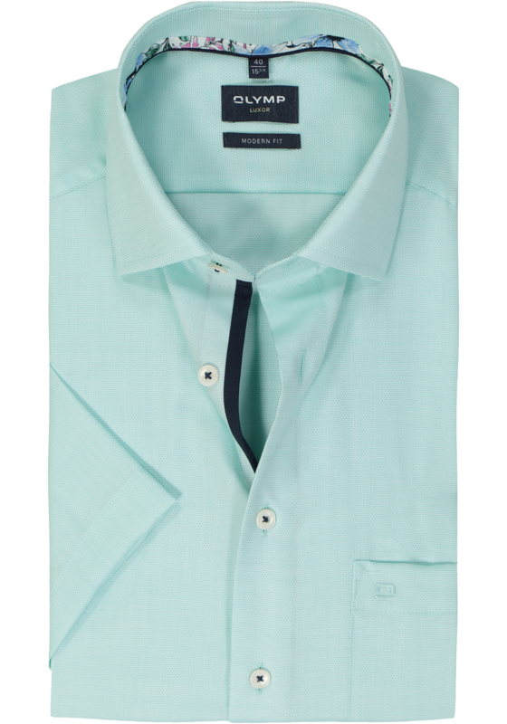 OLYMP modern fit overhemd, korte mouw, structuur, mint groen OLYMP modern fit overhemd, korte mouw, structuur, mint groen