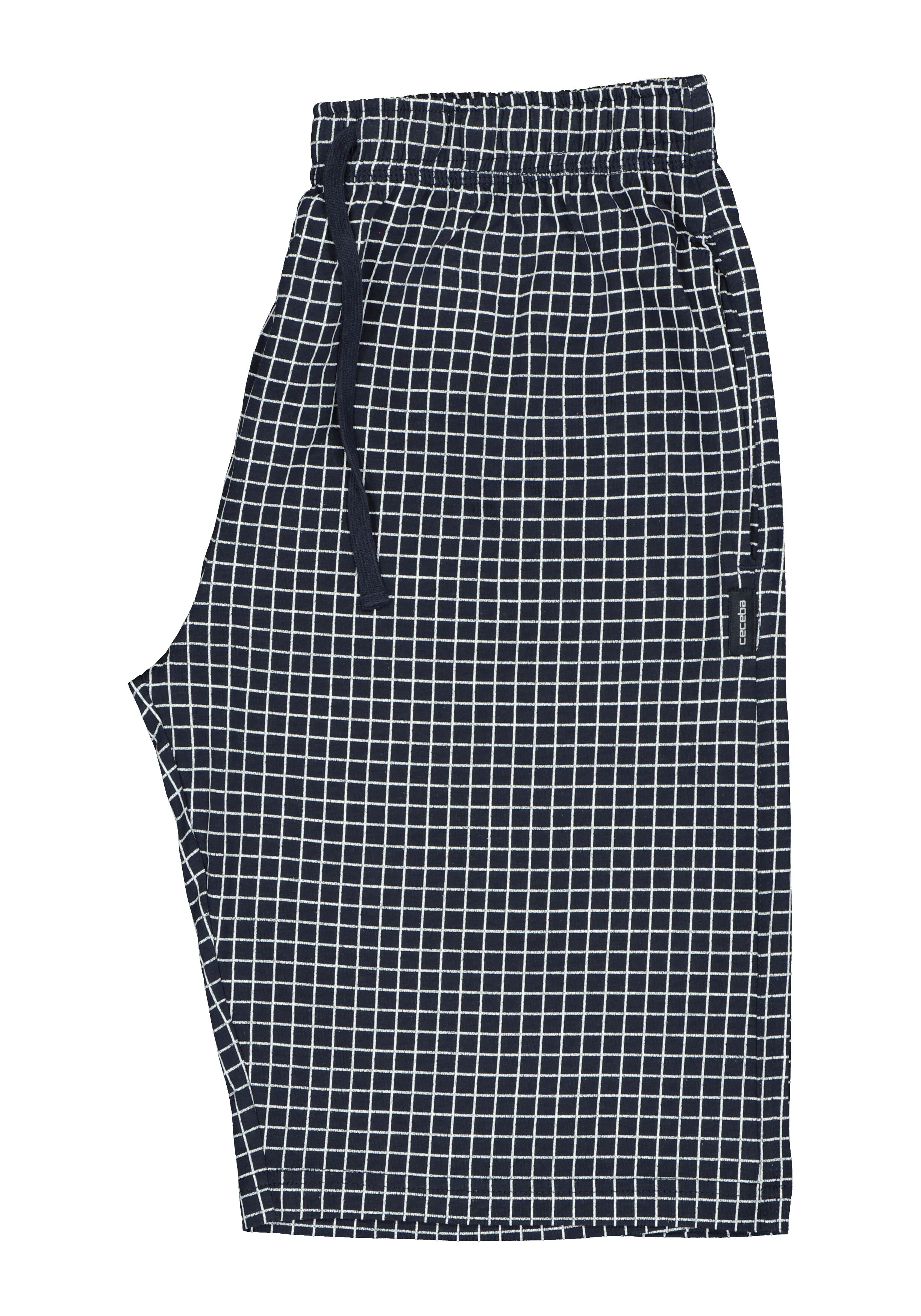 Ceceba heren pyjamabroek kort, donkerblauw met wit geruit