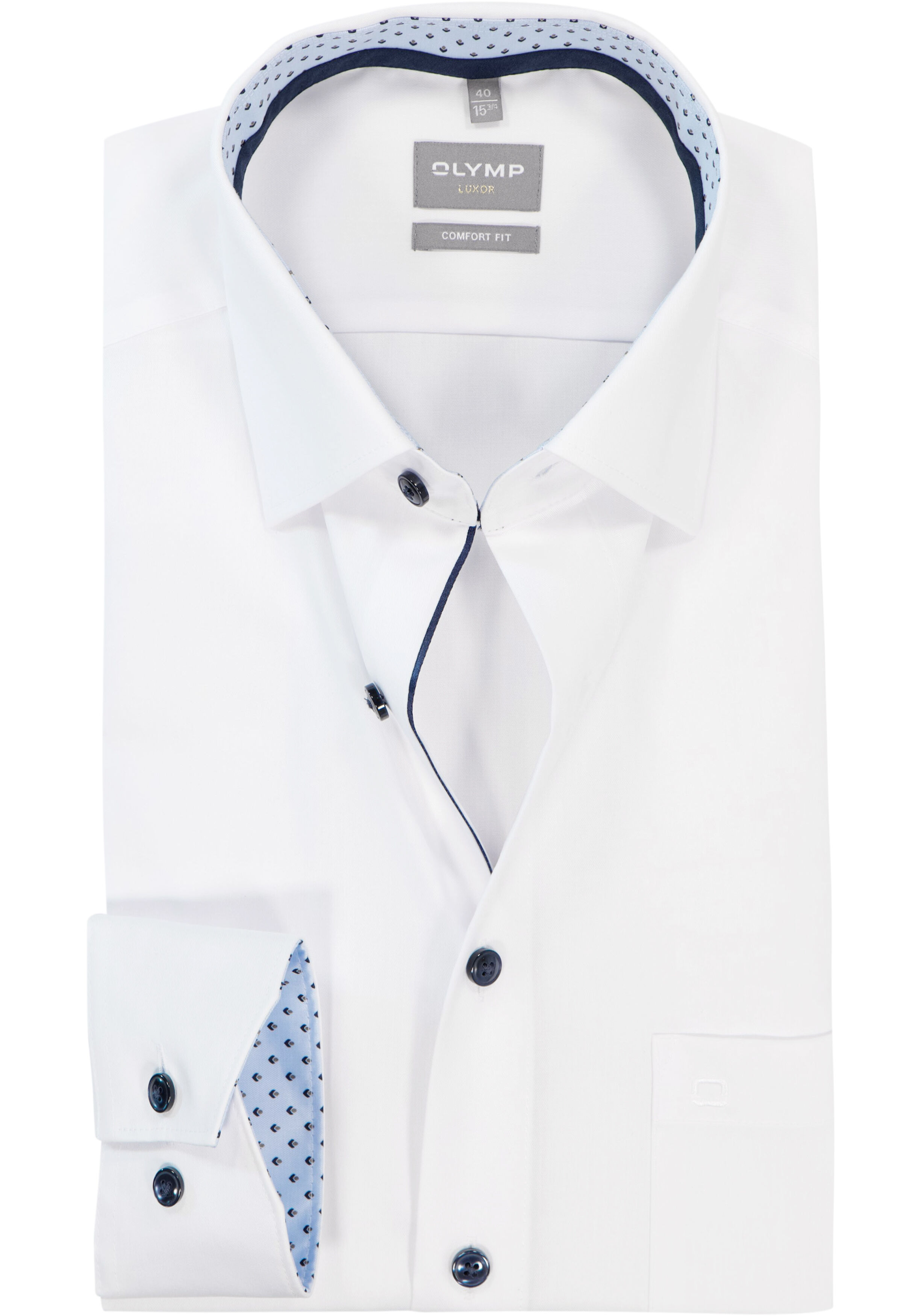 OLYMP Luxor comfort fit overhemd, mouwlengte 7, twill, wit