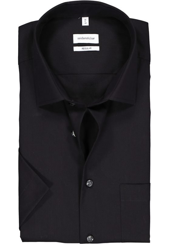 Seidensticker regular fit overhemd, korte mouw, zwart Seidensticker regular fit overhemd, korte mouw, zwart