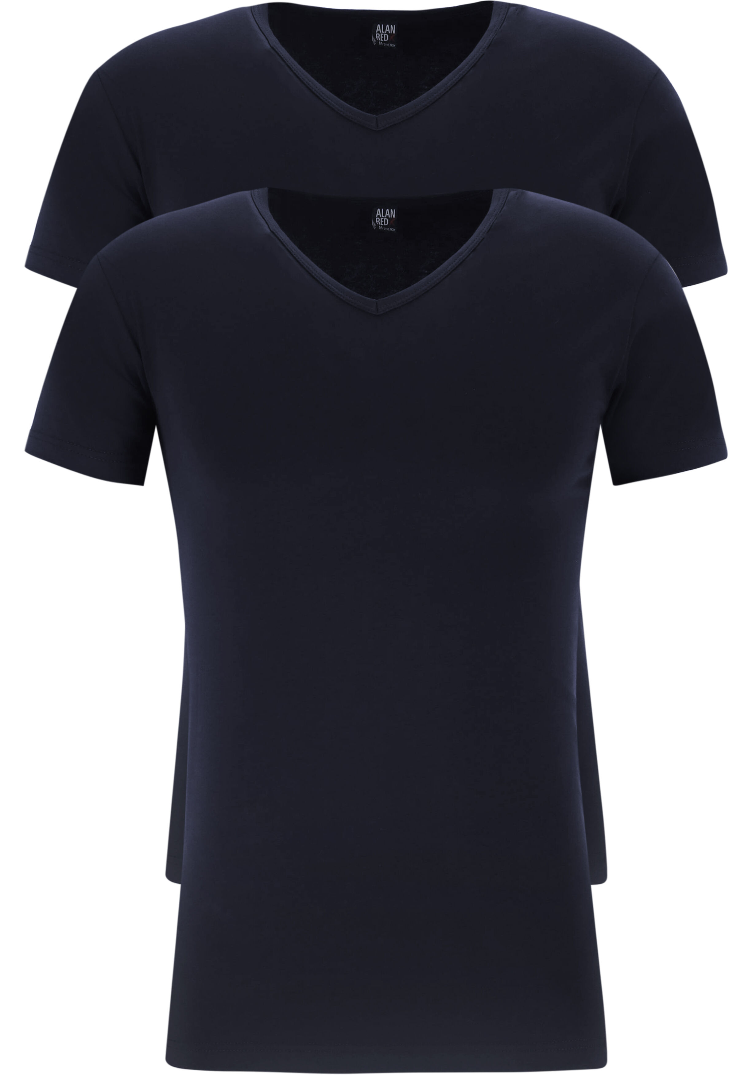 ALAN RED T-shirts Oklahoma (2-pack), V-hals stretch, donker blauw 