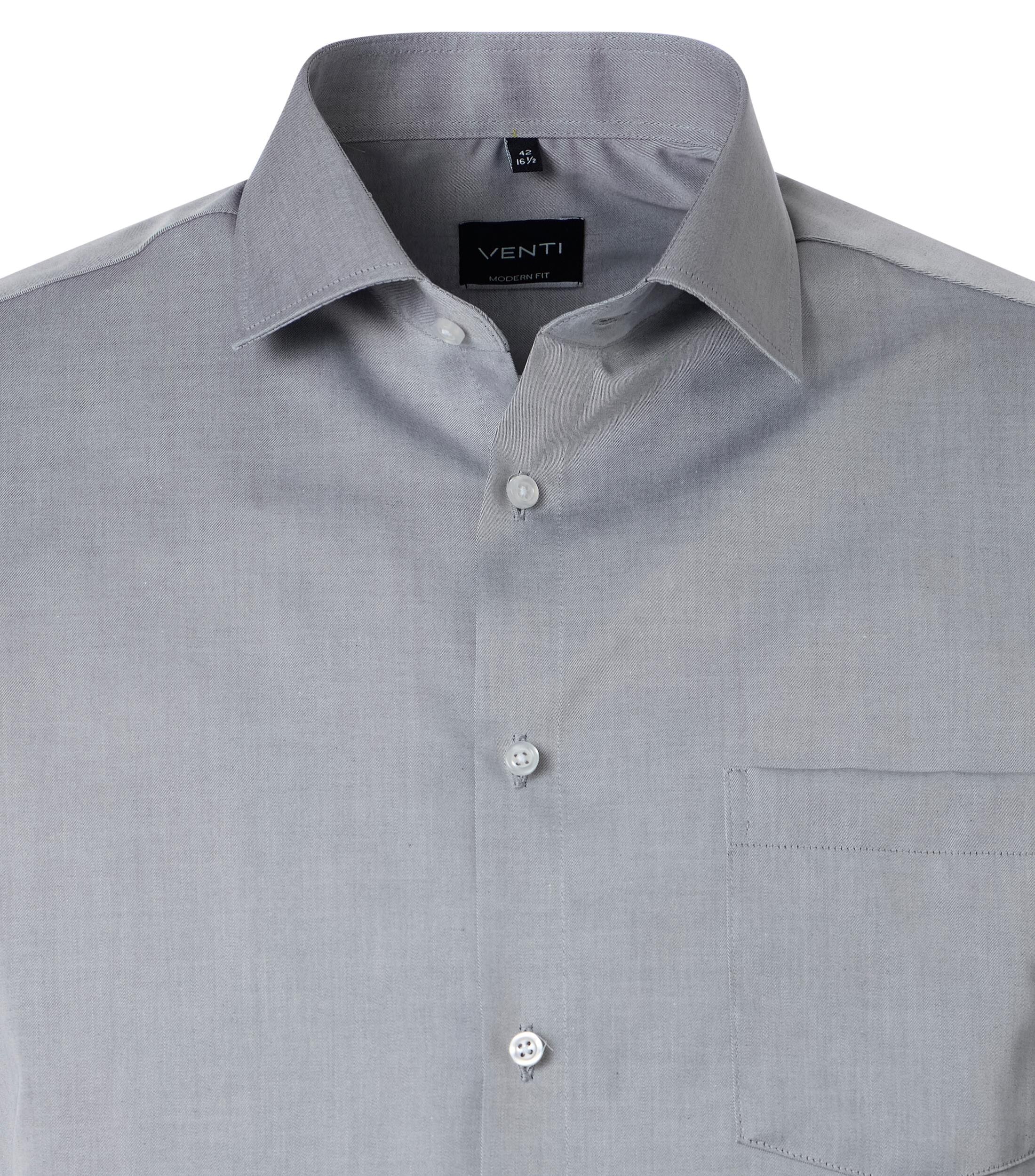 VENTI CASA MODA comfort fit overhemd, korte mouw, structuur, zilvergrijs