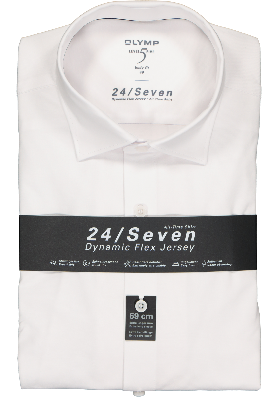 2-4063402553686_olymp-overhemd_HR OLYMP Level 5 24/Seven body fit overhemd, mouwlengte 7, wit tricot