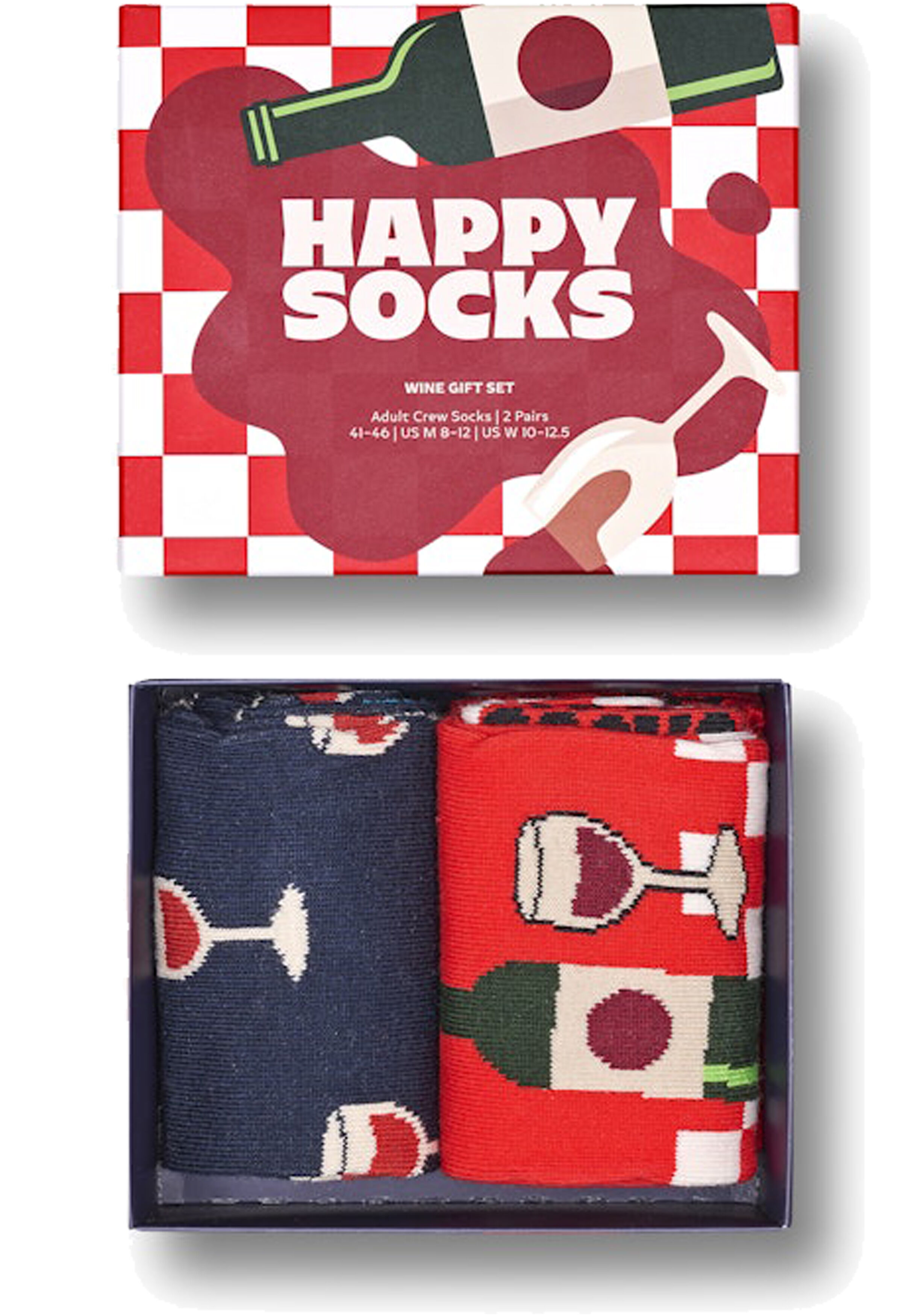 Happy Socks Wine Gift Set (2-pack), unisex sokken in cadeauverpakking, blauw