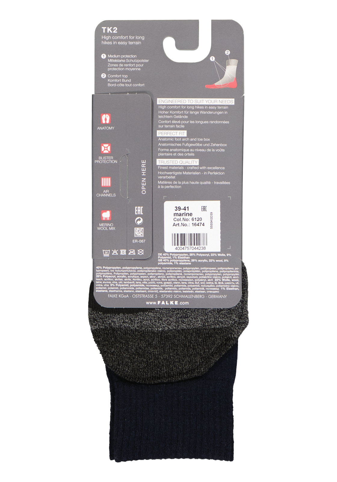 3-4004757044238_falke_sokken_1p_HR FALKE TK2 heren wandelsokken, blauw (marine)