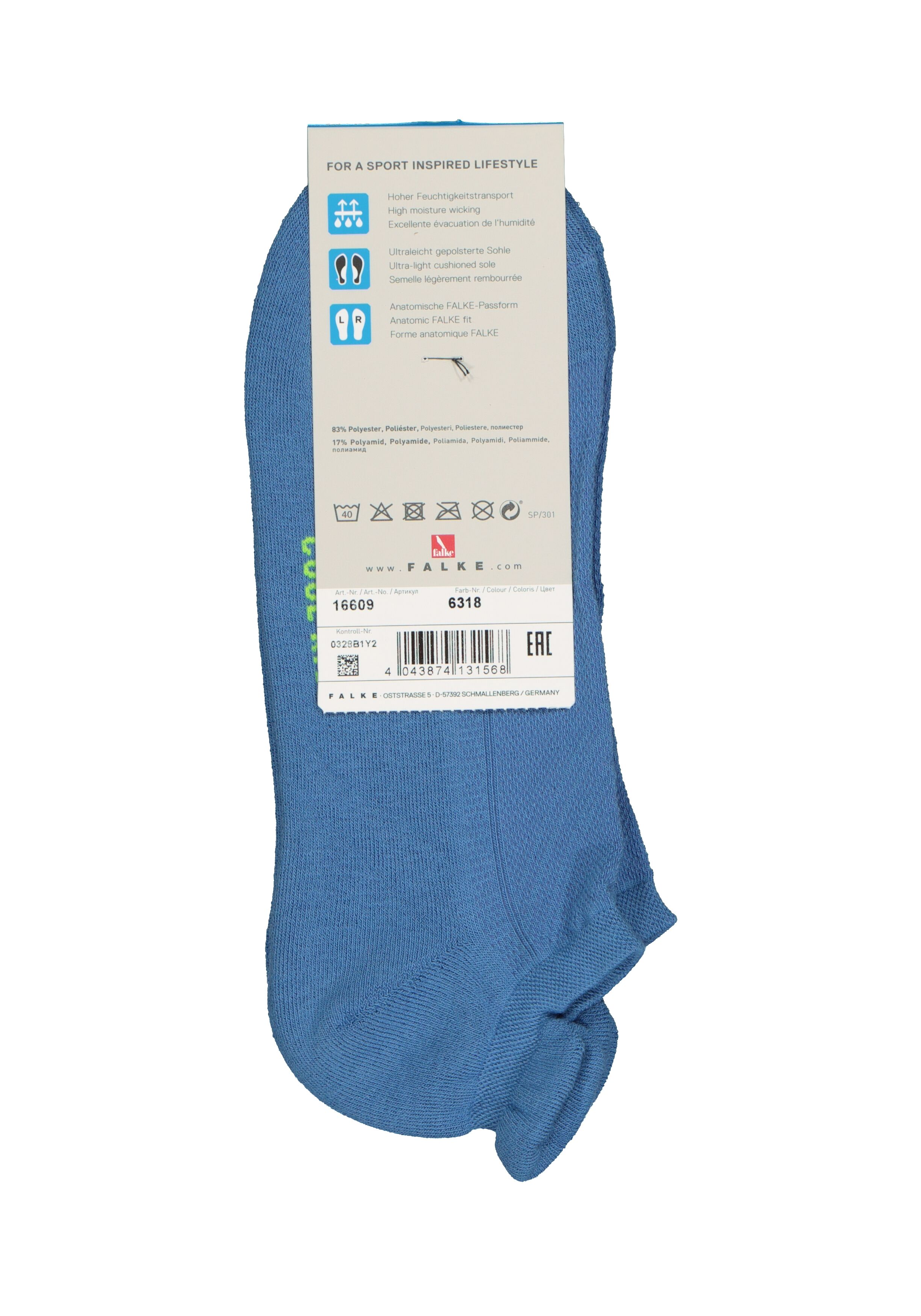 FALKE Cool Kick unisex enkelsokken, lichtblauw (ribbon blue)