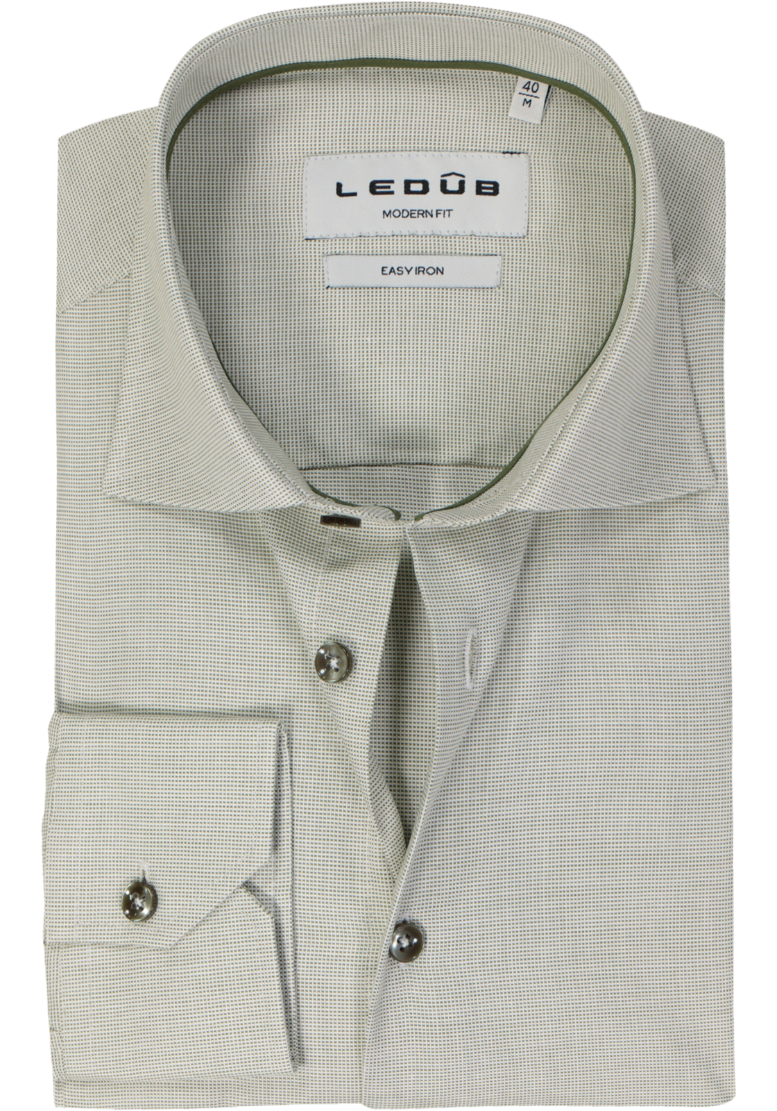 Ledub modern fit overhemd, popeline, lichtgroen Ledub modern fit overhemd, popeline, lichtgroen