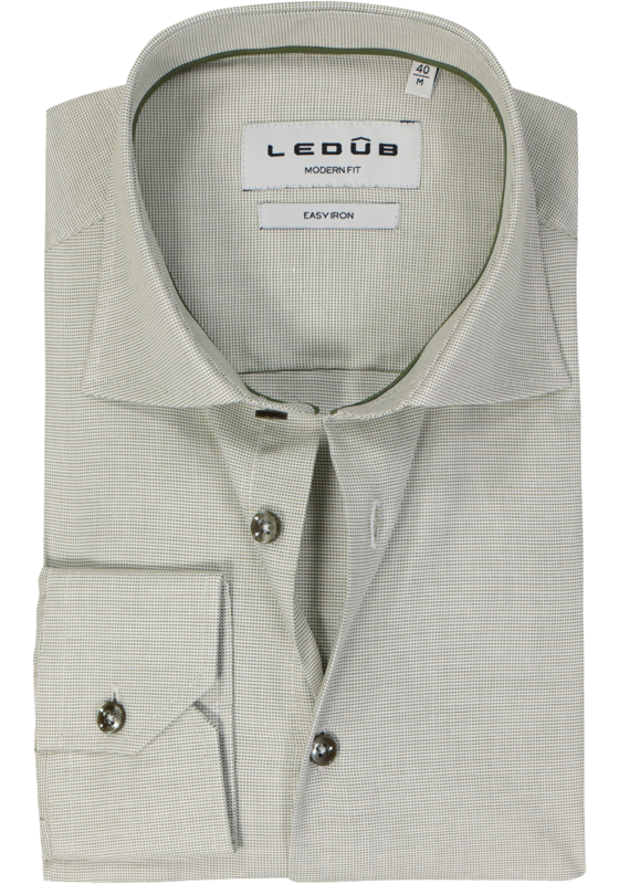 Ledub modern fit overhemd, popeline, lichtgroen Ledub modern fit overhemd, popeline, lichtgroen