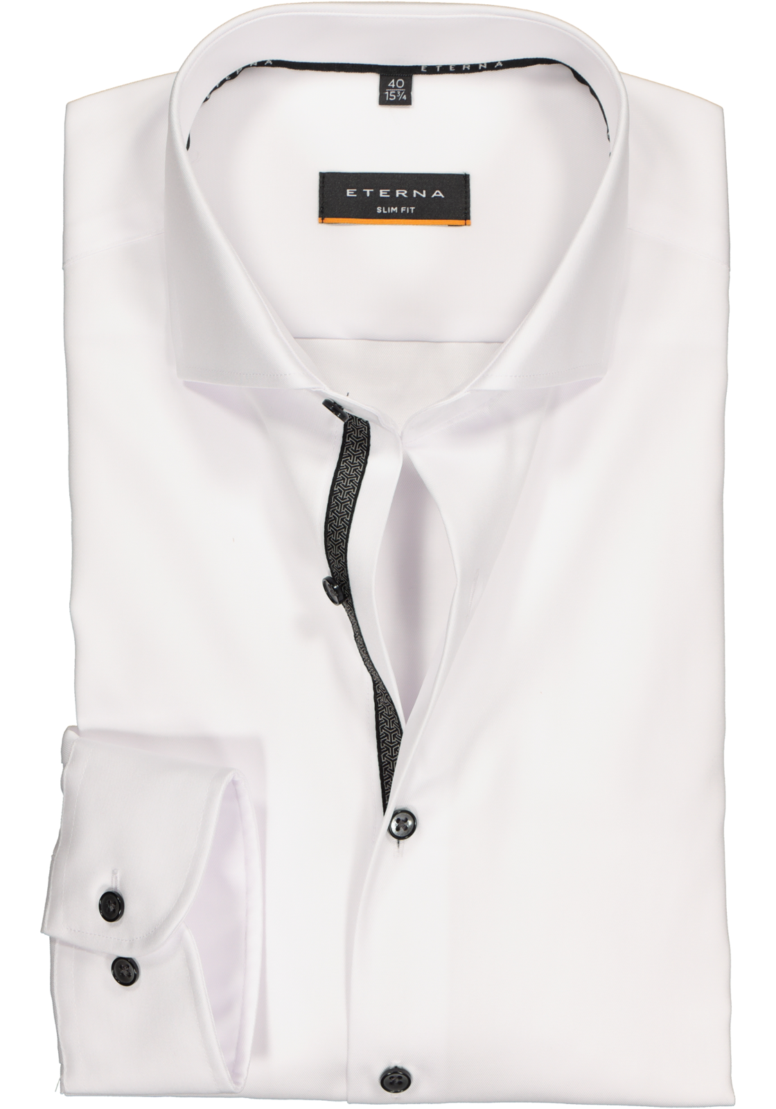 1-4062403242988_eterna-overhemd_HR ETERNA slim fit overhemd, niet doorschijnend twill, wit (zwart contrast)