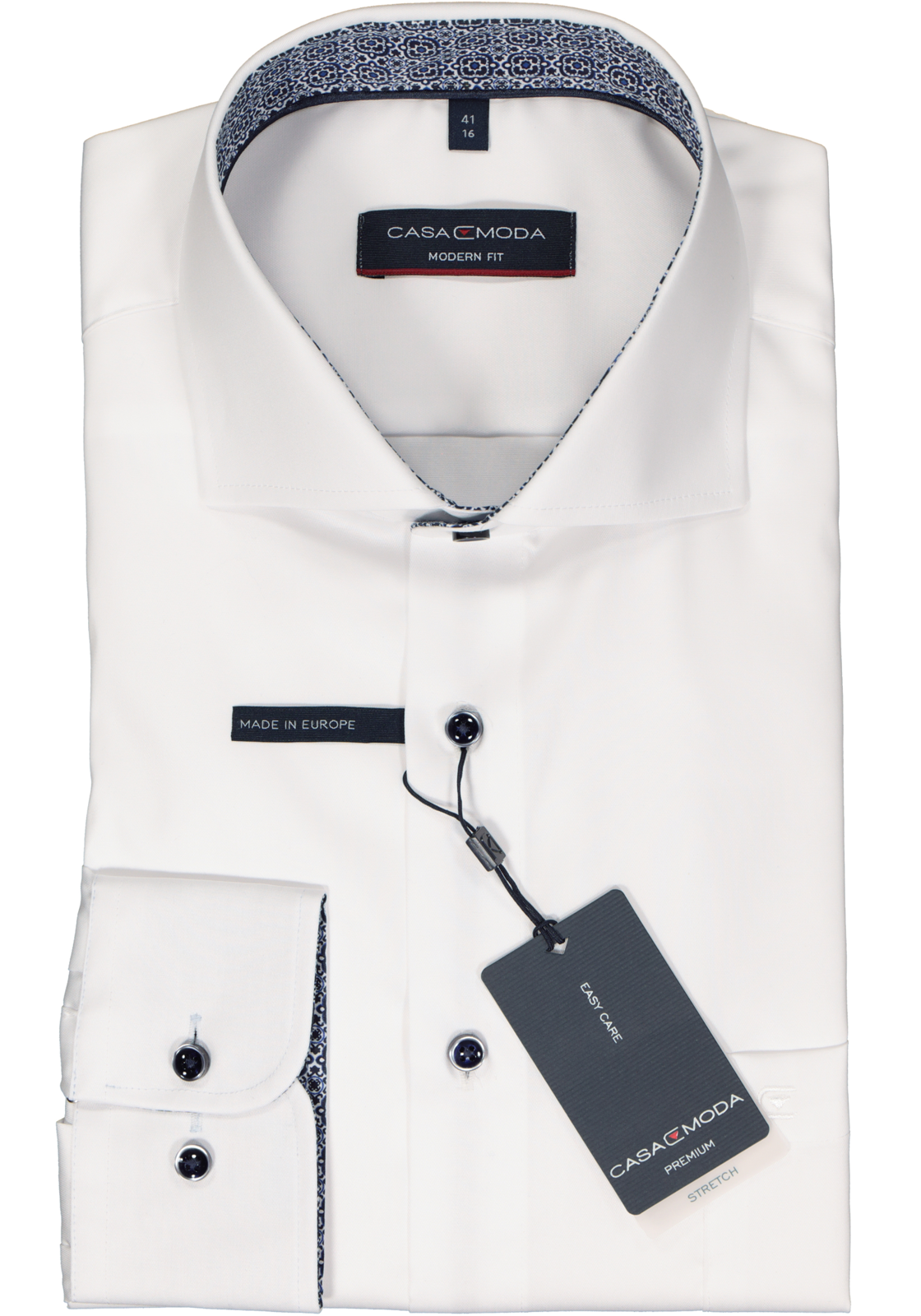 2-4060031935135_casa-moda-overhemd_HR CASA MODA modern fit overhemd, twill, wit