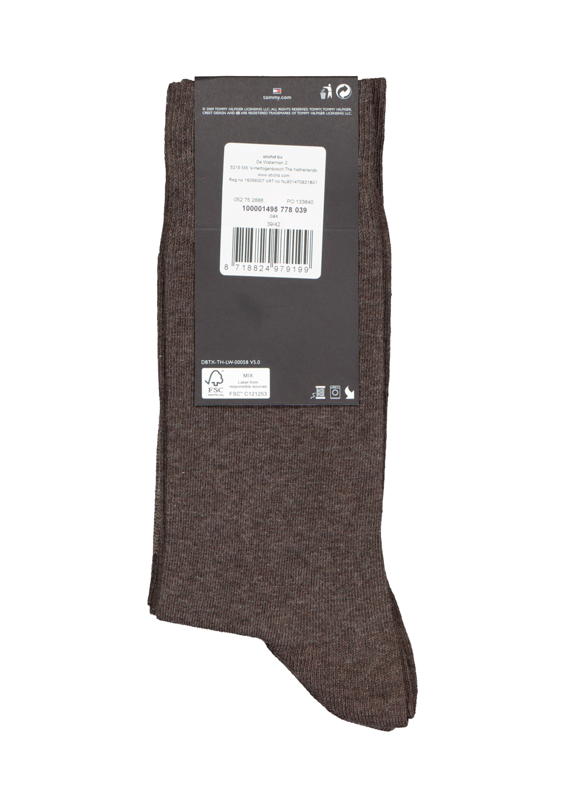7-8718824979199_tommy_sokken_2p_HR Tommy Hilfiger Check Socks (2-pack), herensokken katoen, geruit en uni, bruin