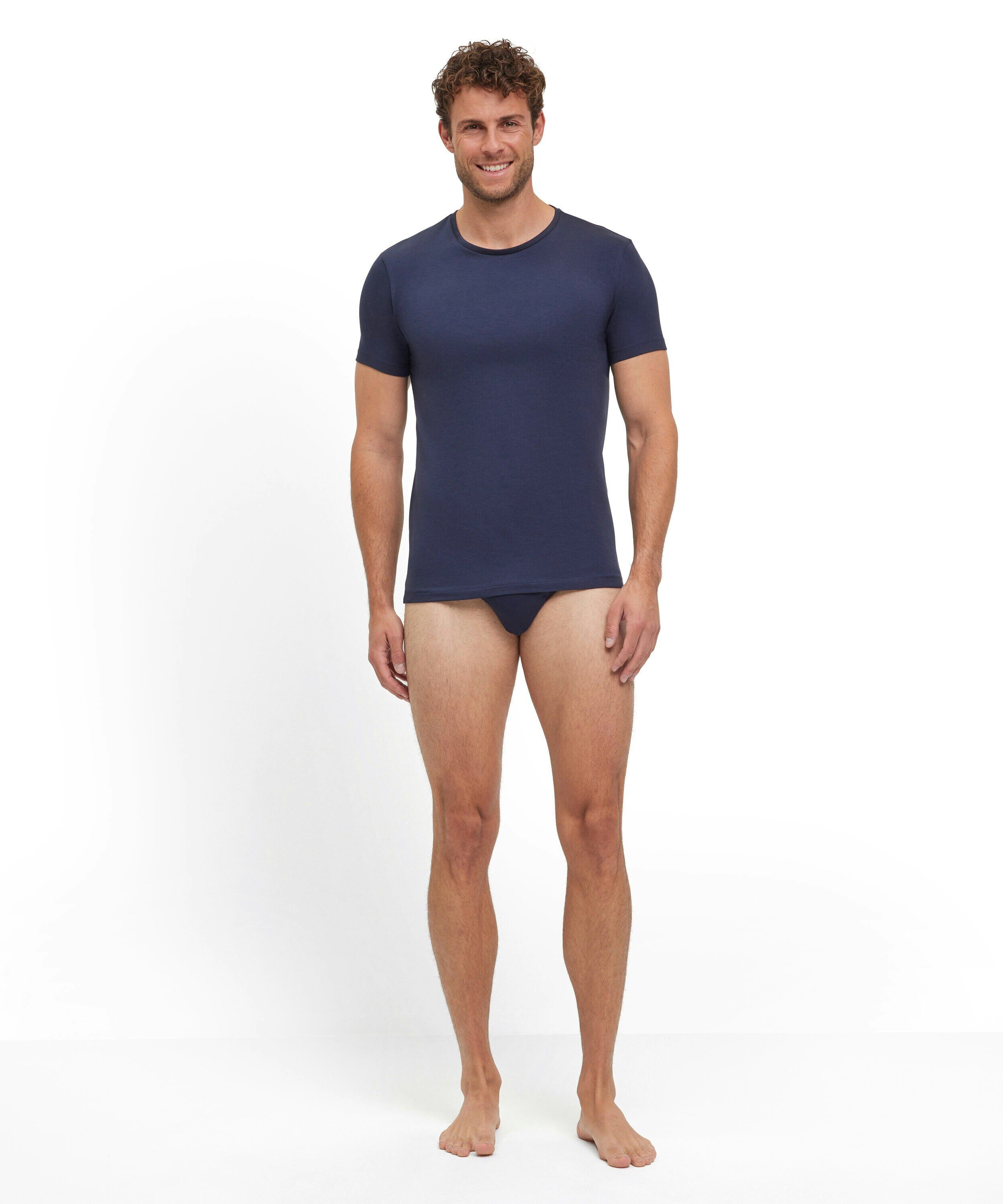 FALKE 2-pack heren T-shirt Daily Comfort, korte mouw, donkerblauw (midnight)