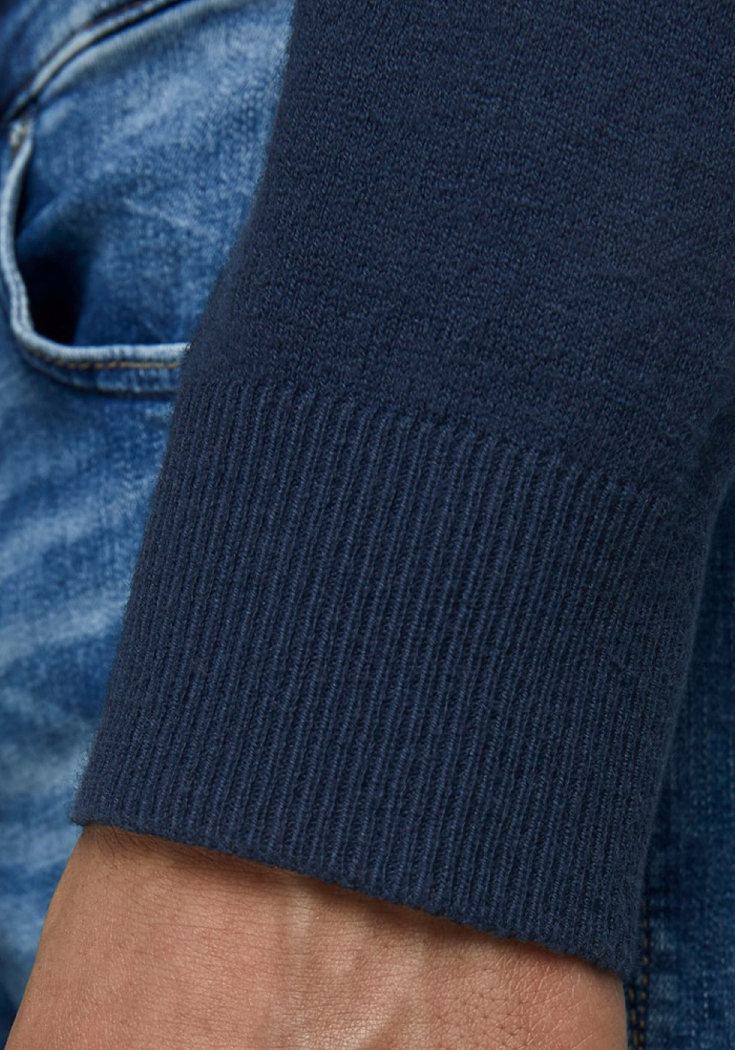 JACK & JONES slim fit coltrui katoen, donkerblauw