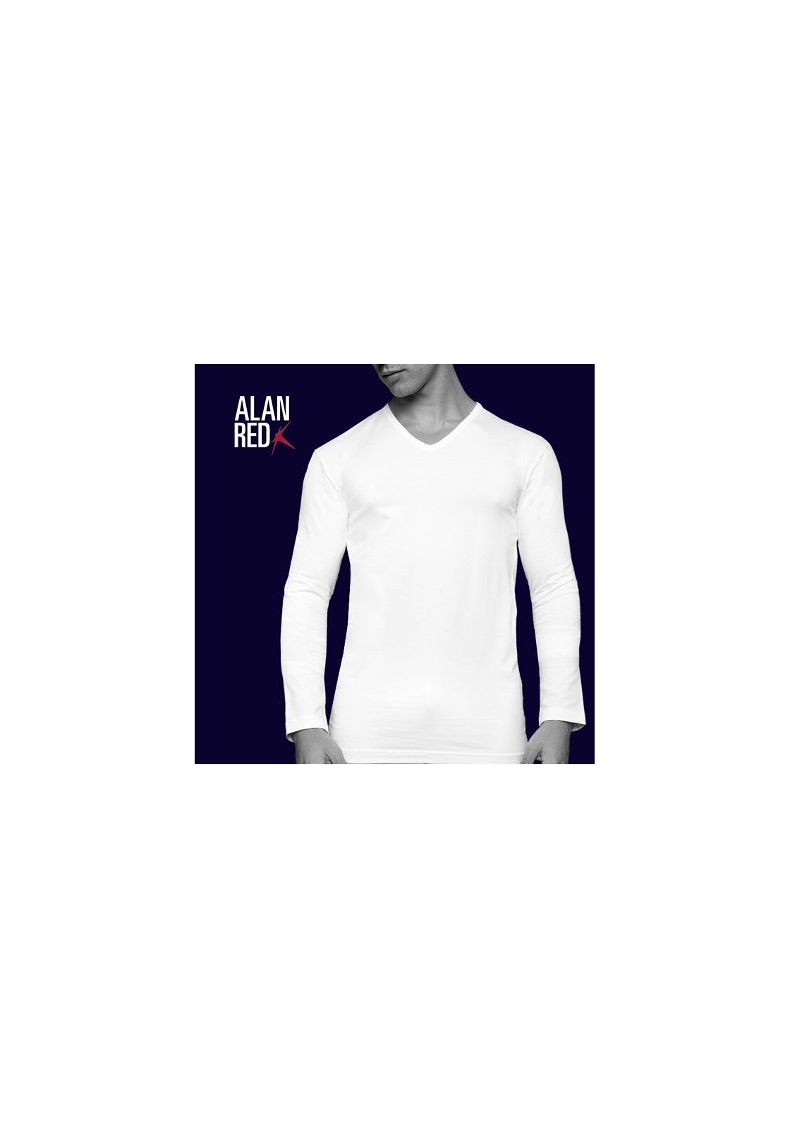 7803_Alan_Red_stretch_longsleeve_T-shirt_Oslo-01 ALAN RED T-shirts Oslo (2-pack), V-hals lange mouw stretch, wit