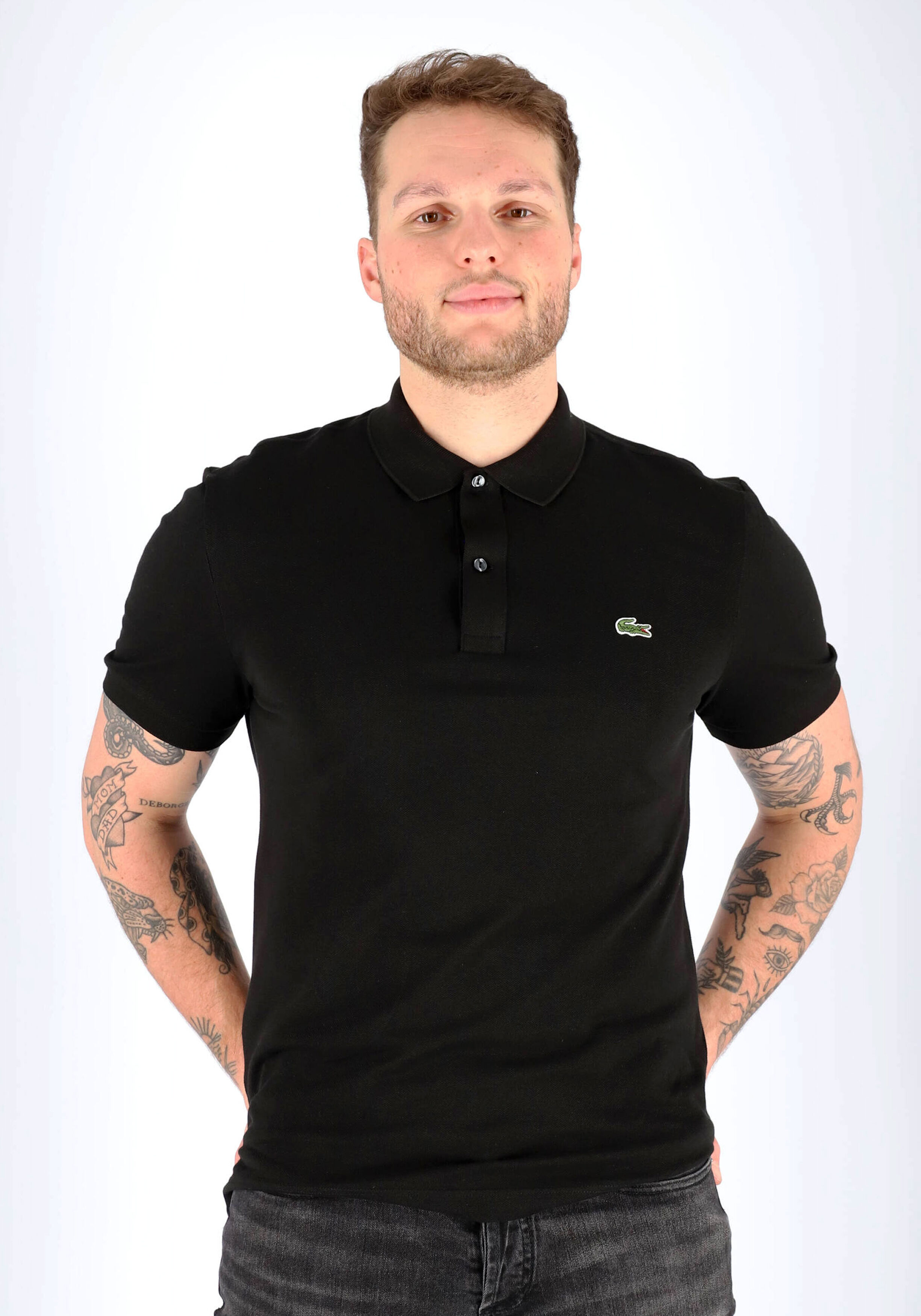 Lacoste Slim Fit polo, zwart