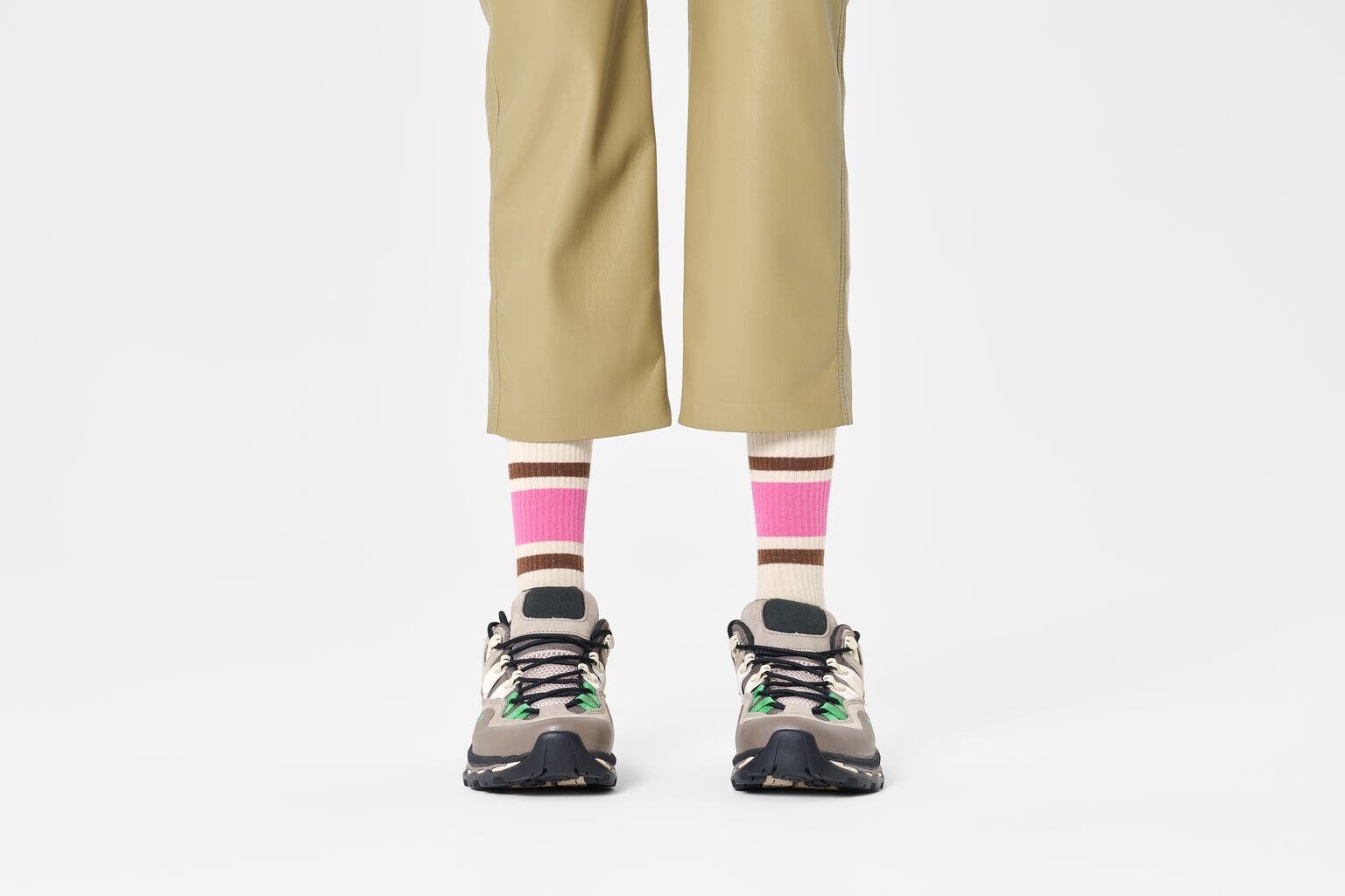 Happy Socks Simple Stripe Sneaker Sock, unisex sokken, wit