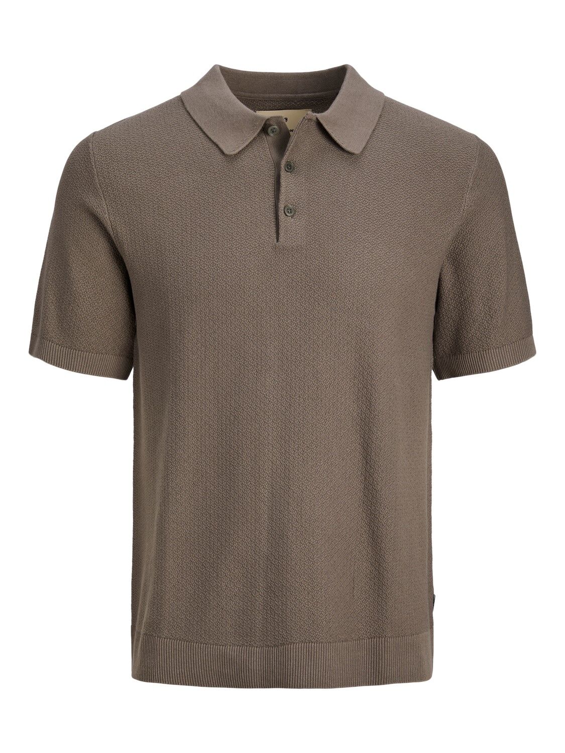 JACK & JONES Sandri knit polo slim fit, heren polo katoen met polo kraag, lichtbruin