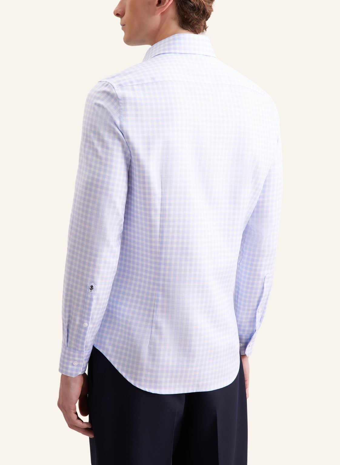Seidensticker slim fit overhemd, popeline, blauw geruit