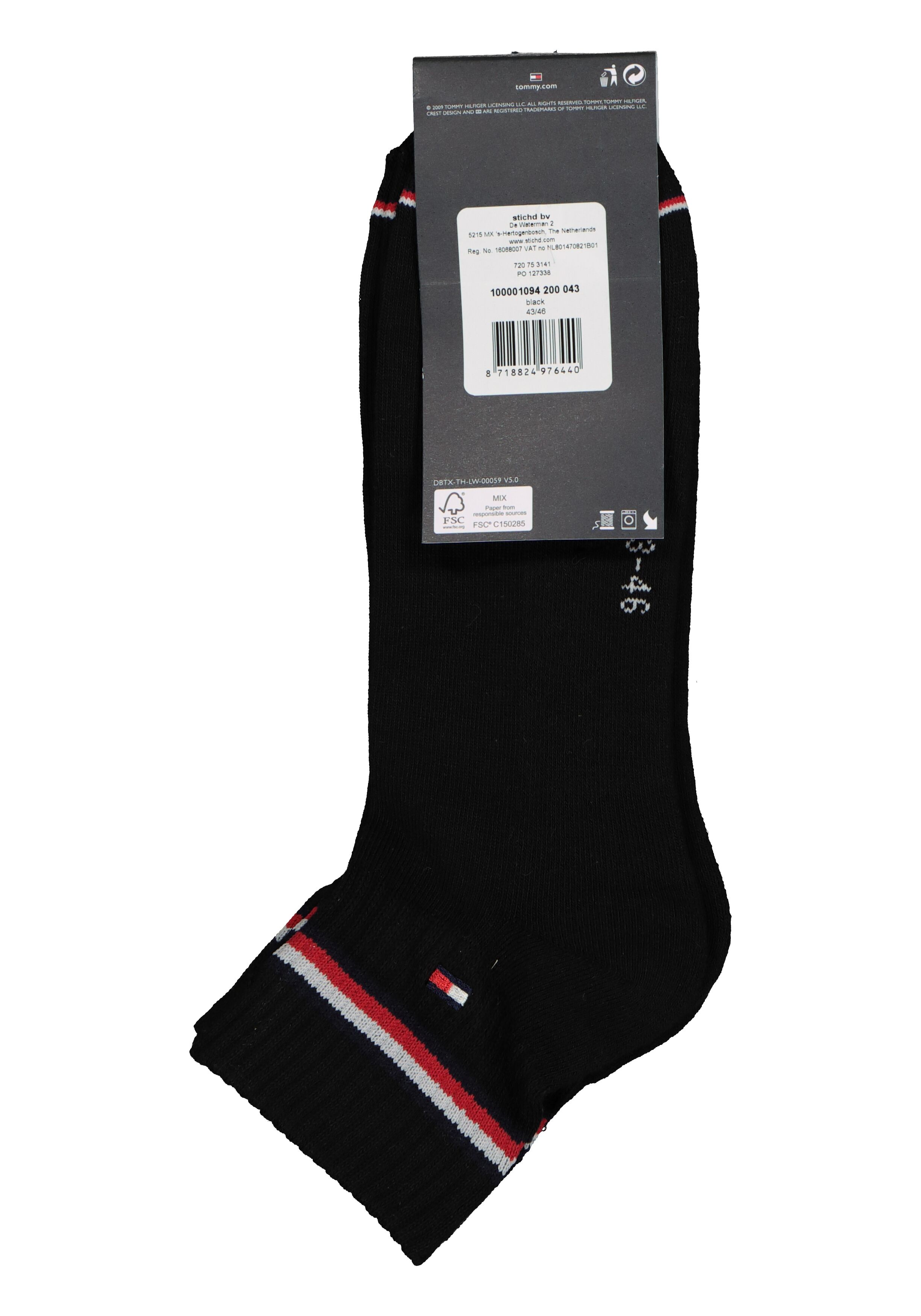 Tommy Hilfiger Iconic Quarter Socks (2-pack), heren sneaker sportsokken katoen, zwart
