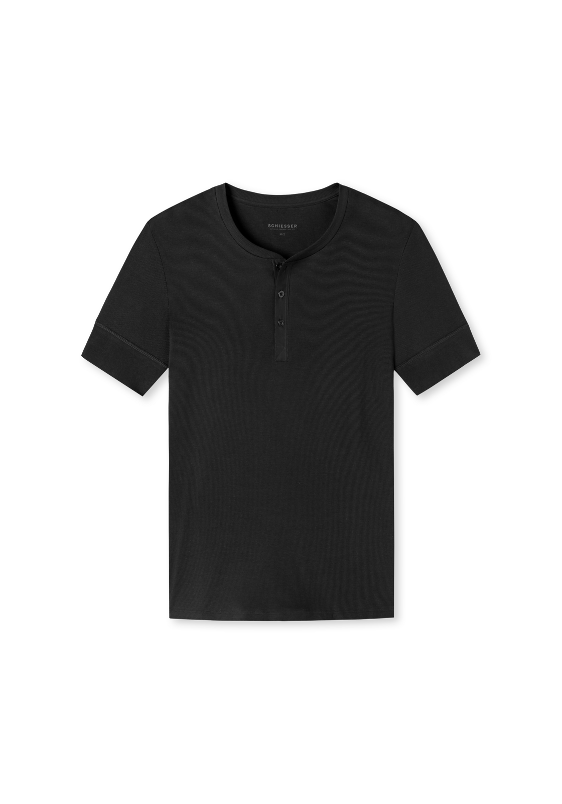 image_2_174018-000_2_1280x1280 SCHIESSER Retro Rib T-shirt (1-pack), heren shirt korte mouwen dubbelrib biologisch katoen knoopsluiting zwart
