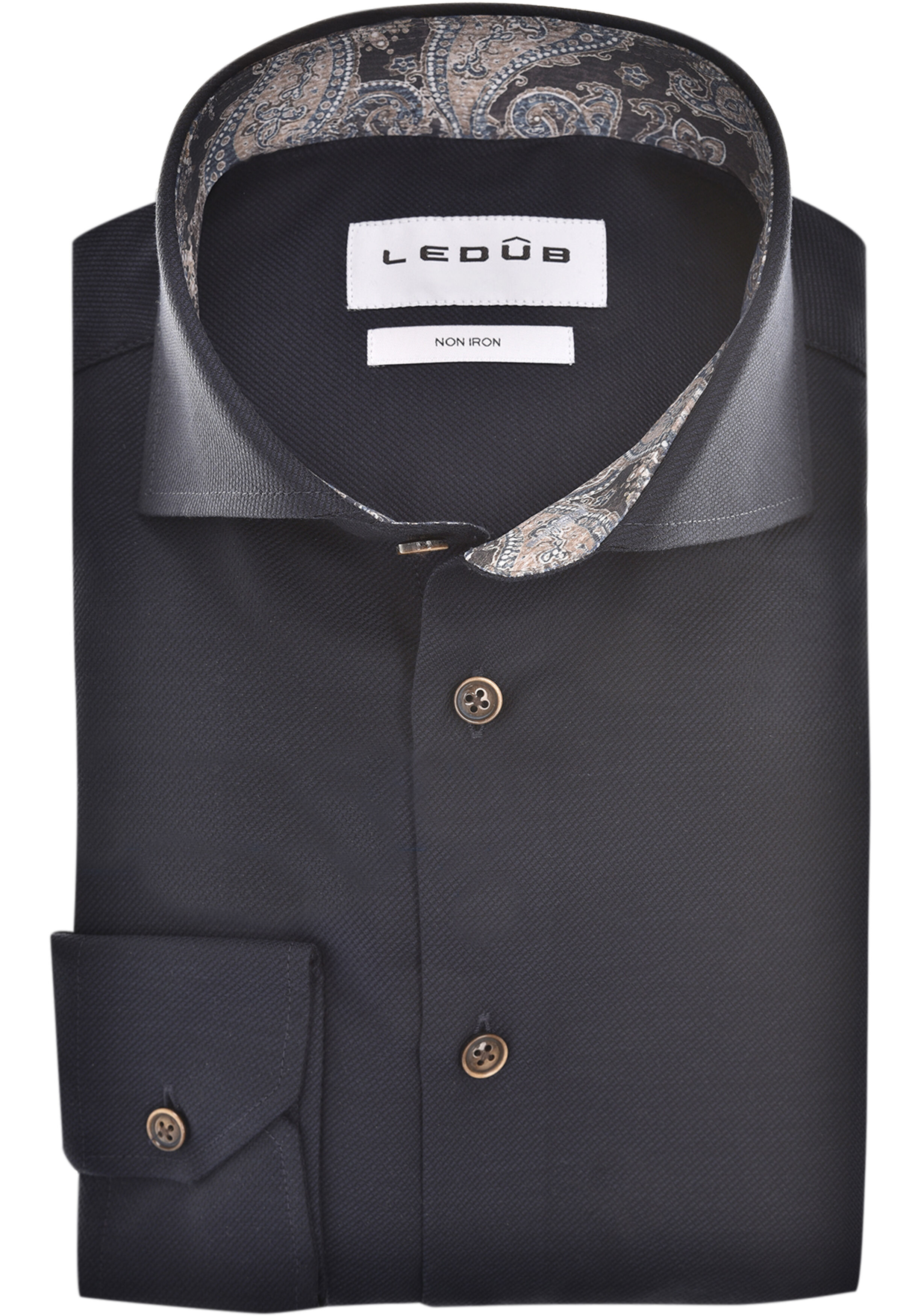 Ledub modern fit overhemd, mouwlengte 72 cm, popeline, donkerblauw