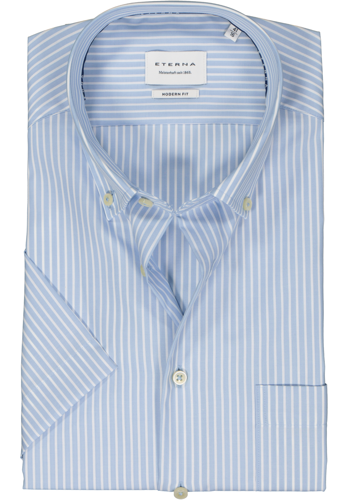 1-4067159321000_eterna-overhemd_HR ETERNA modern fit overhemd korte mouw, popeline, lichtblauw gestreept