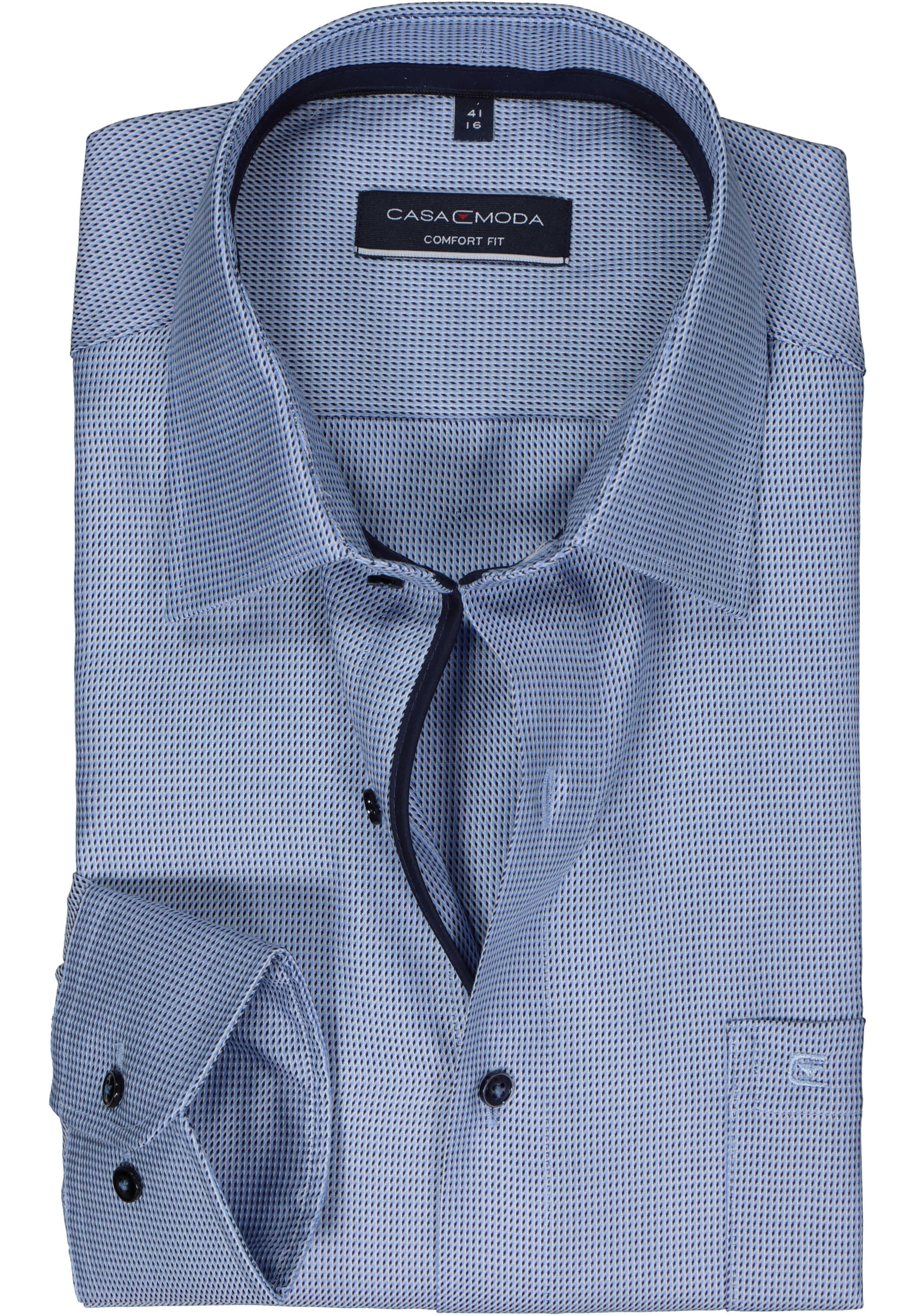 CASA MODA comfort fit overhemd, dobby, blauw