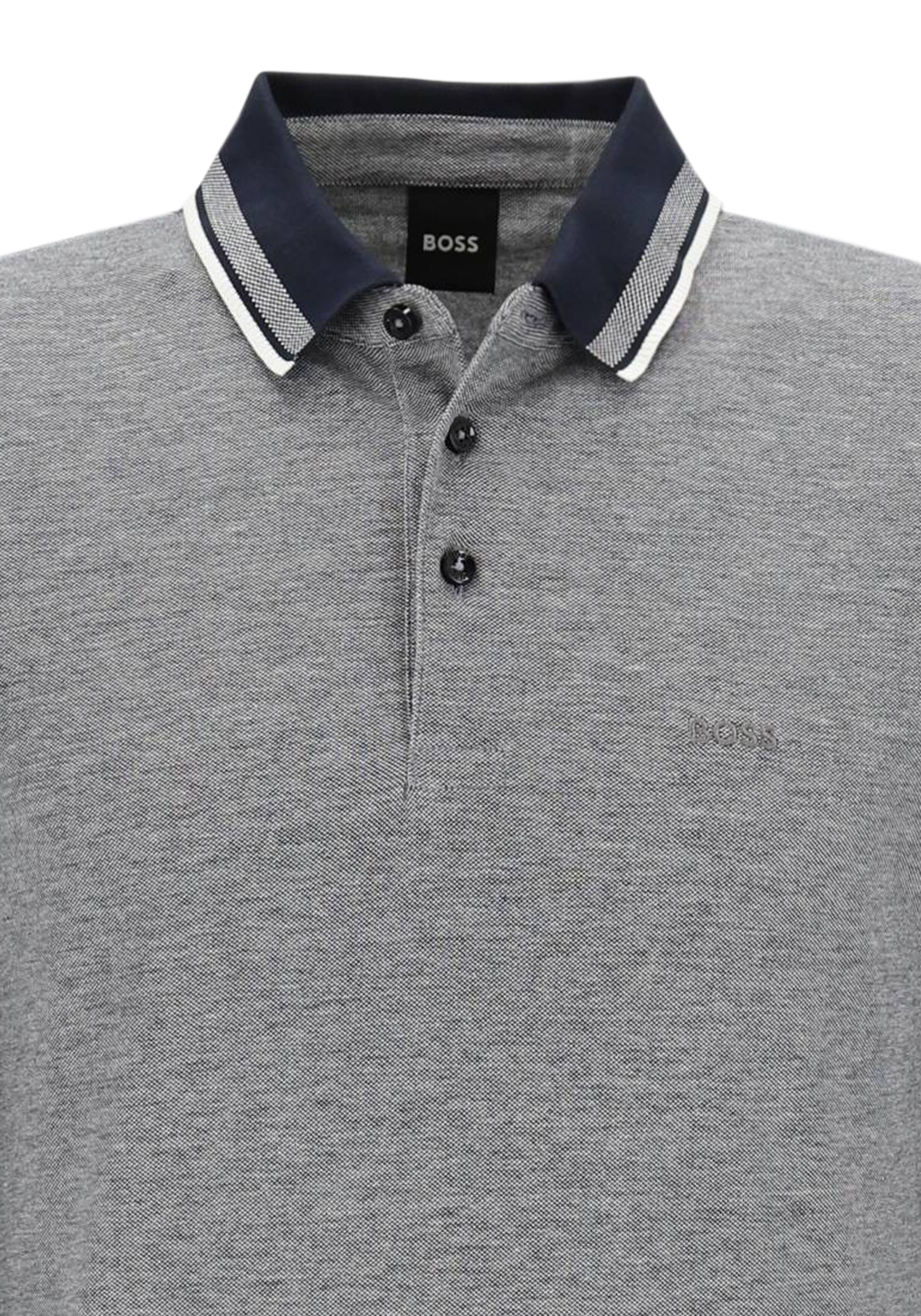 BOSS Pittman slim fit polo lange mouw, jersey, donkerblauw